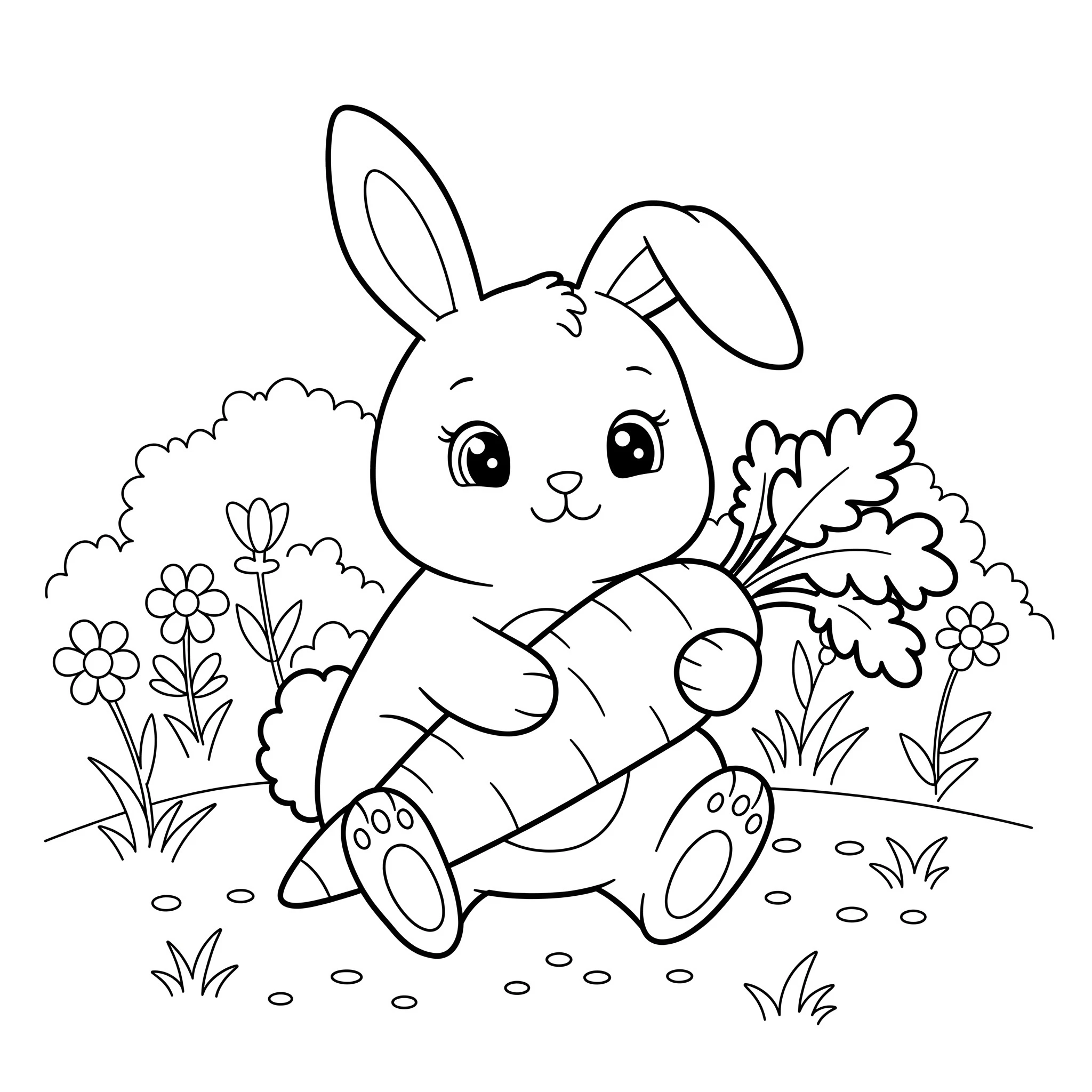 coloriage Carotte à imprimer pour enfant de 4 ans