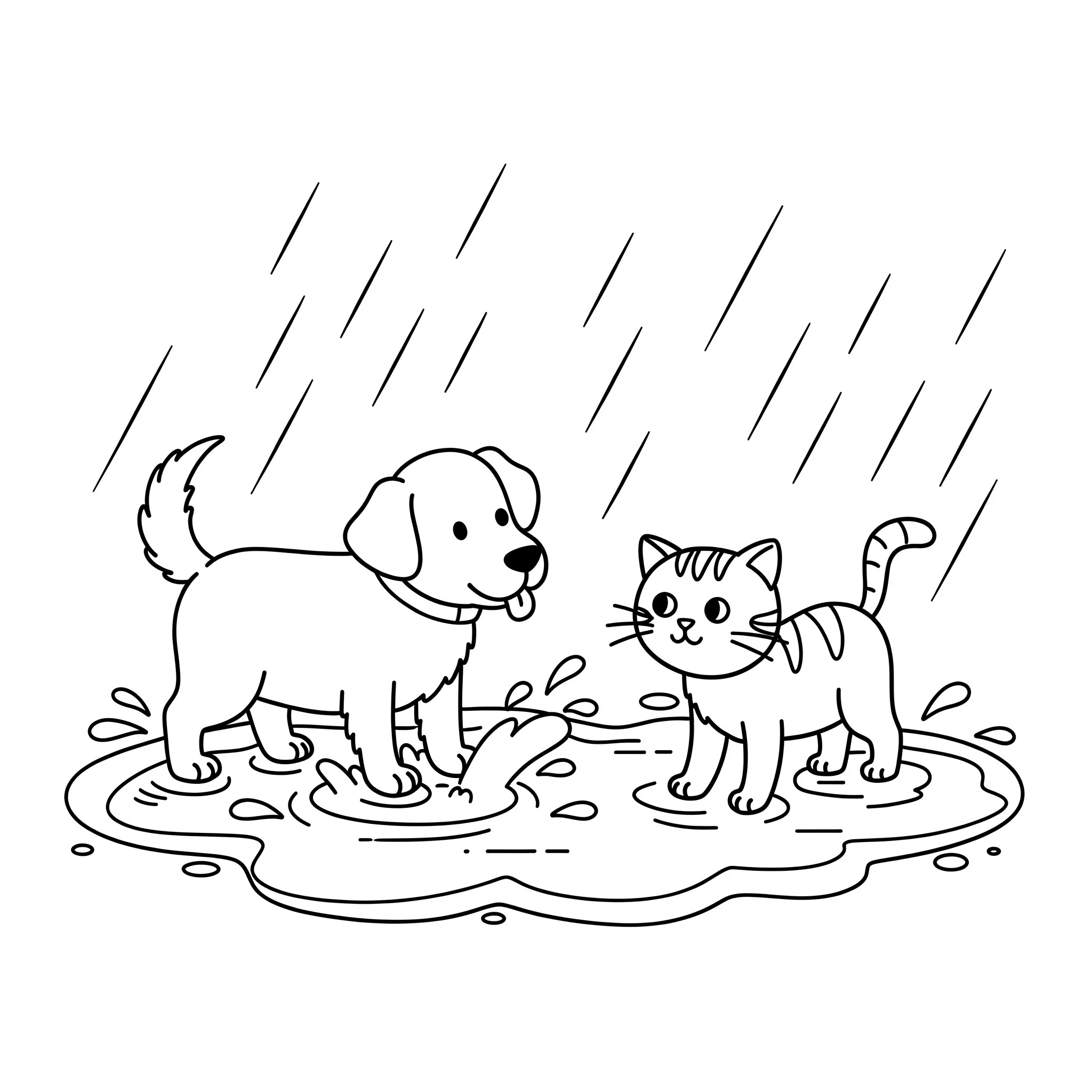 coloriage Chien et Chat à imprimer pour enfant de 4 ans
