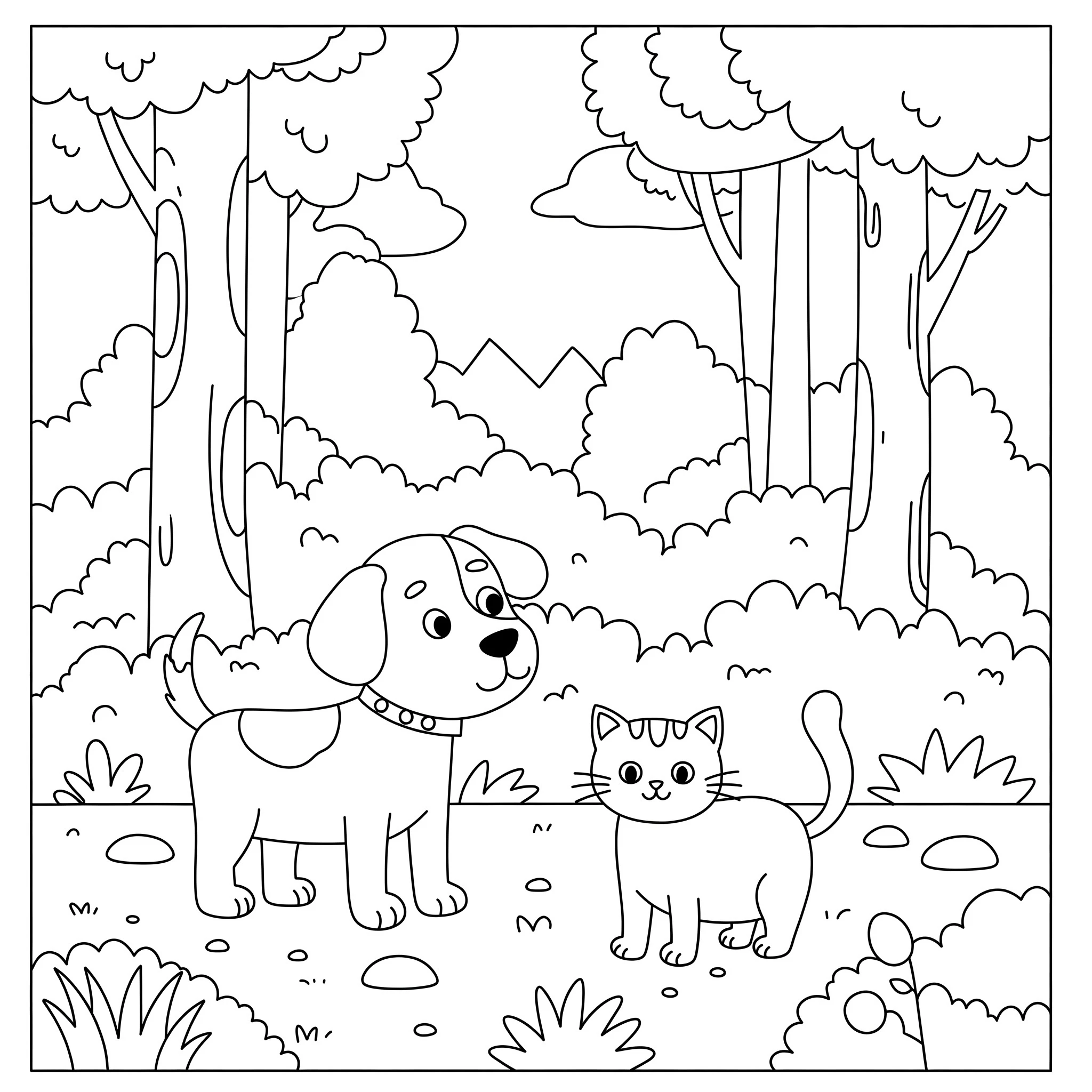 coloriage Chien et Chat pour enfant gratuit