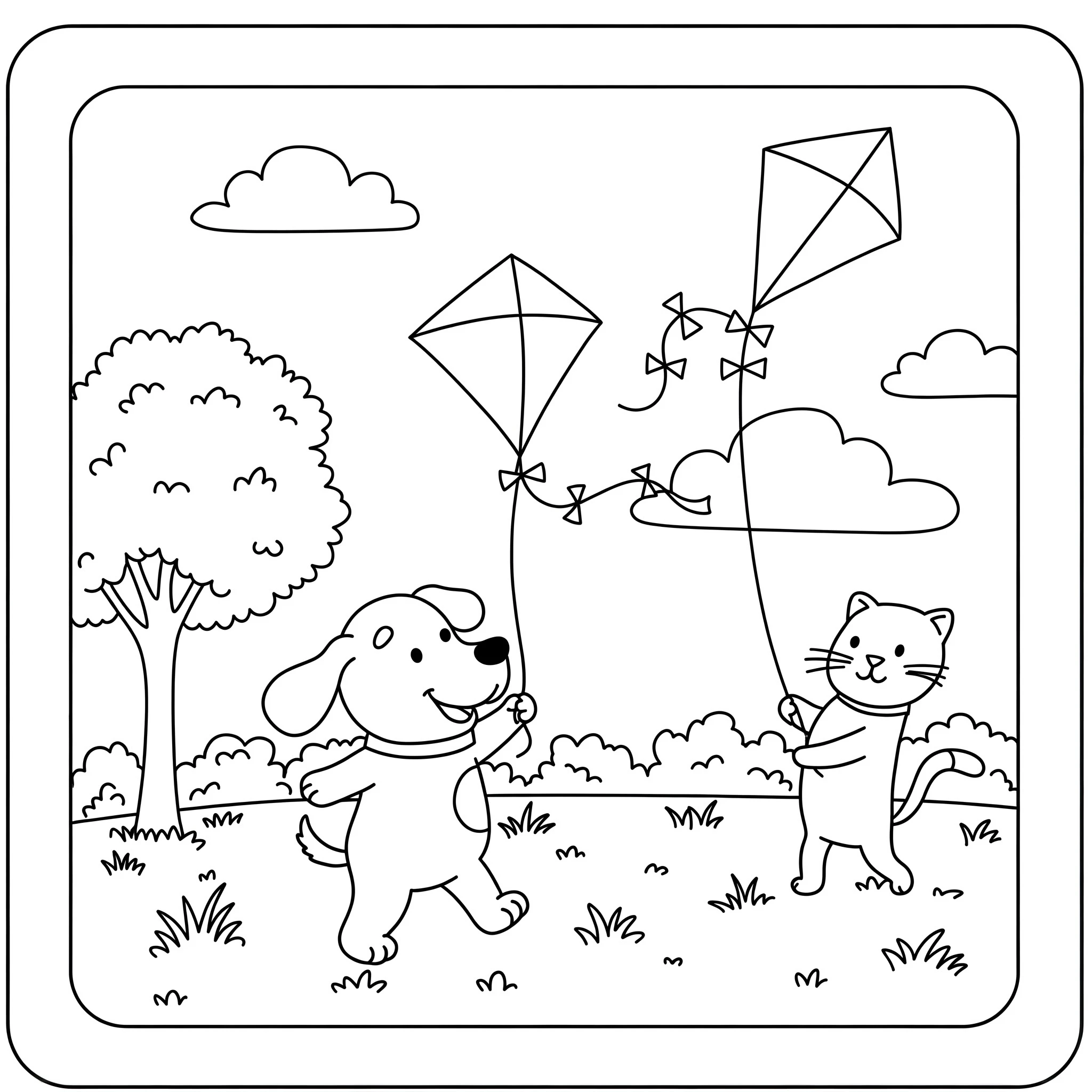 coloriage Chien et Chat pour enfant de 6 ans