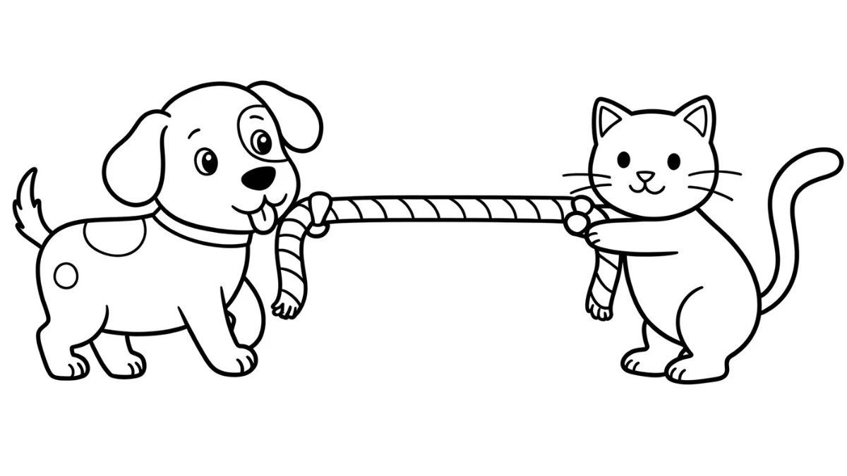 coloriage Chien et Chat pour enfant de 4 ans
