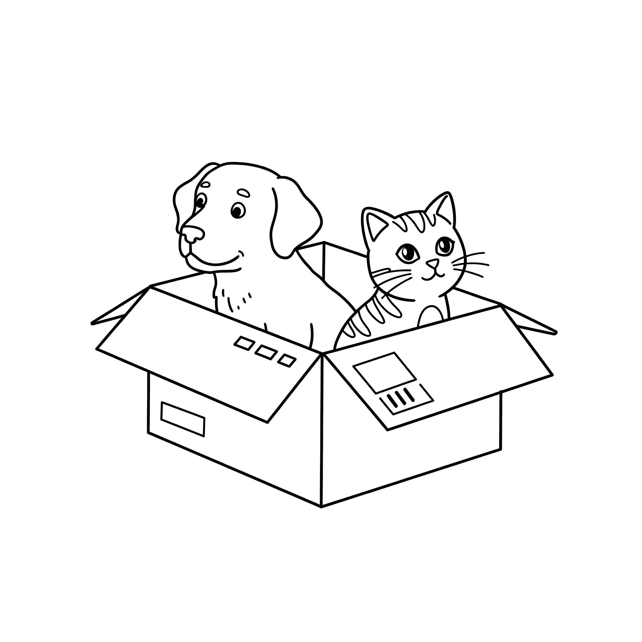 coloriage Chien et Chat à imprimer pour enfant de 3 ans
