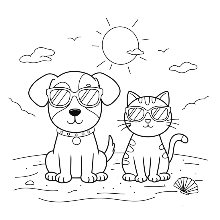 Coloriage Chien et Chat
