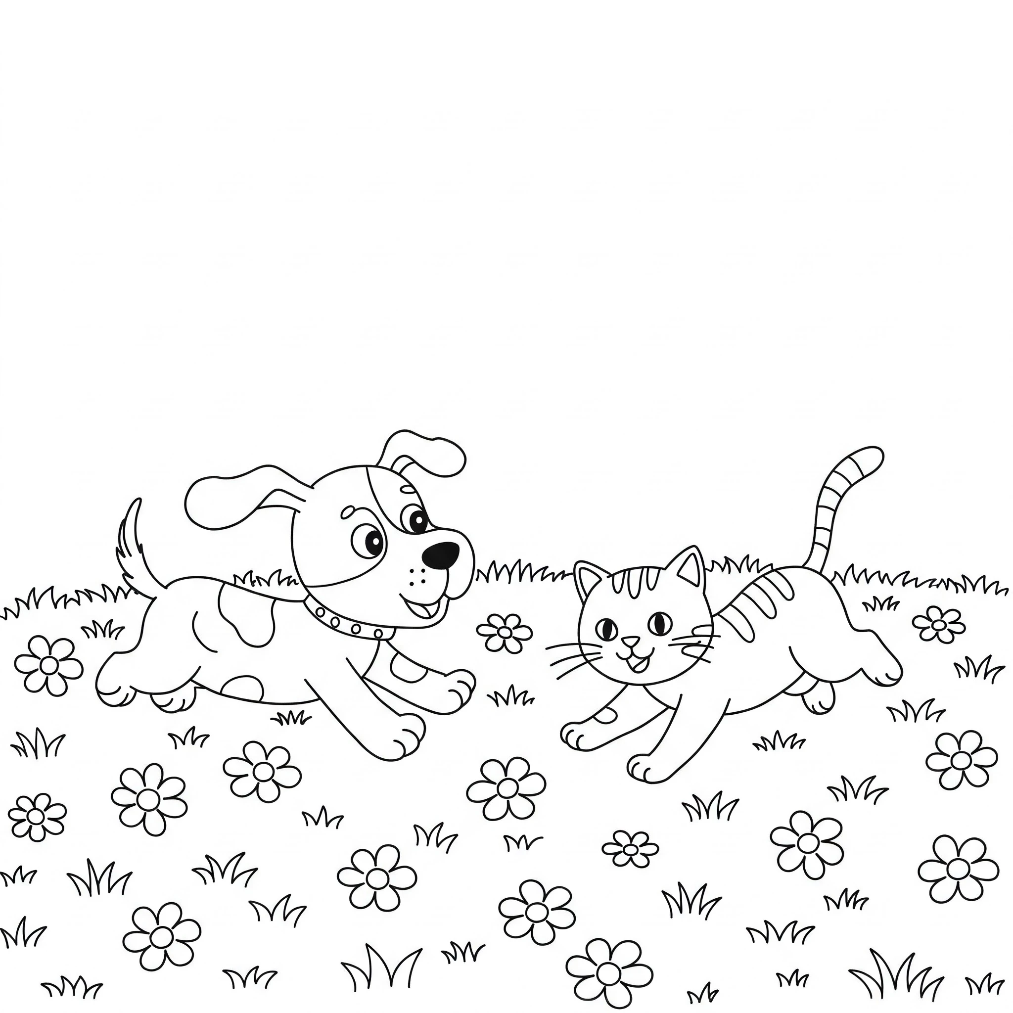 coloriage Chien et Chat a colorier en ligne 1