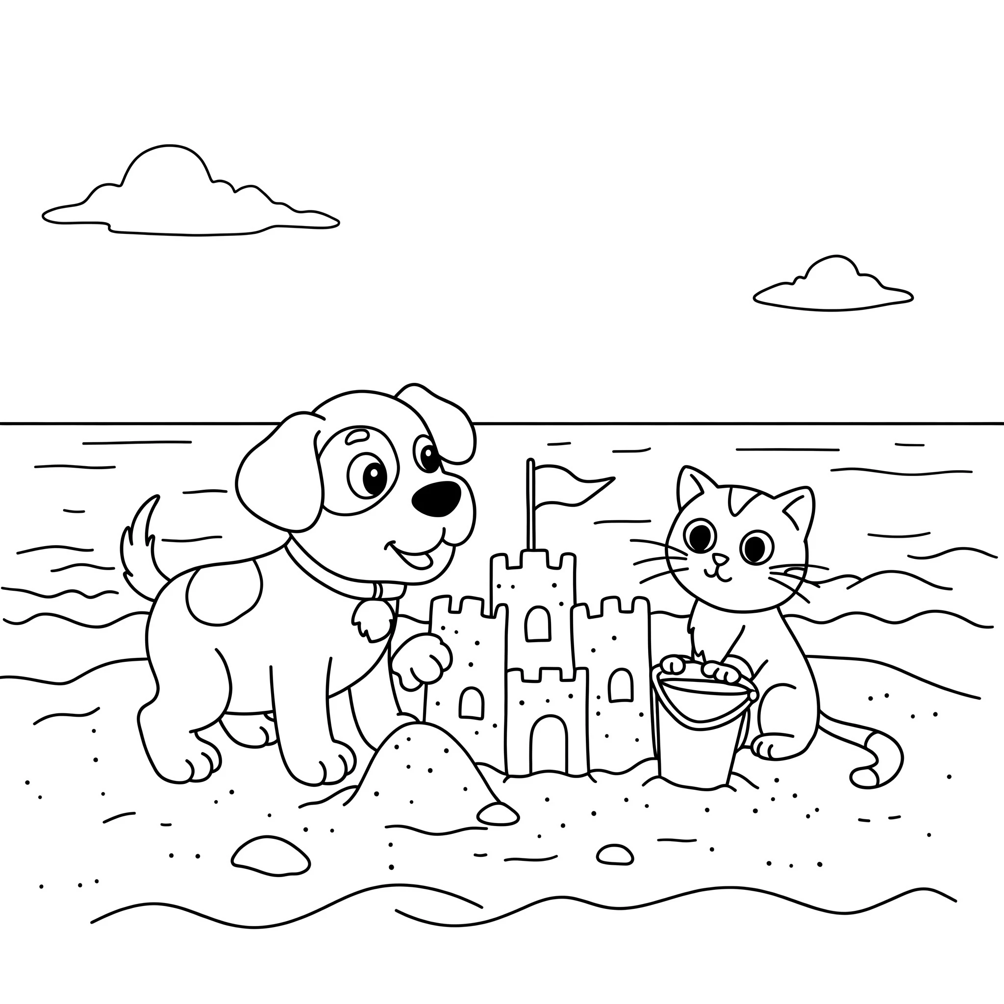 coloriage Chien et Chat pour enfant de 10 ans