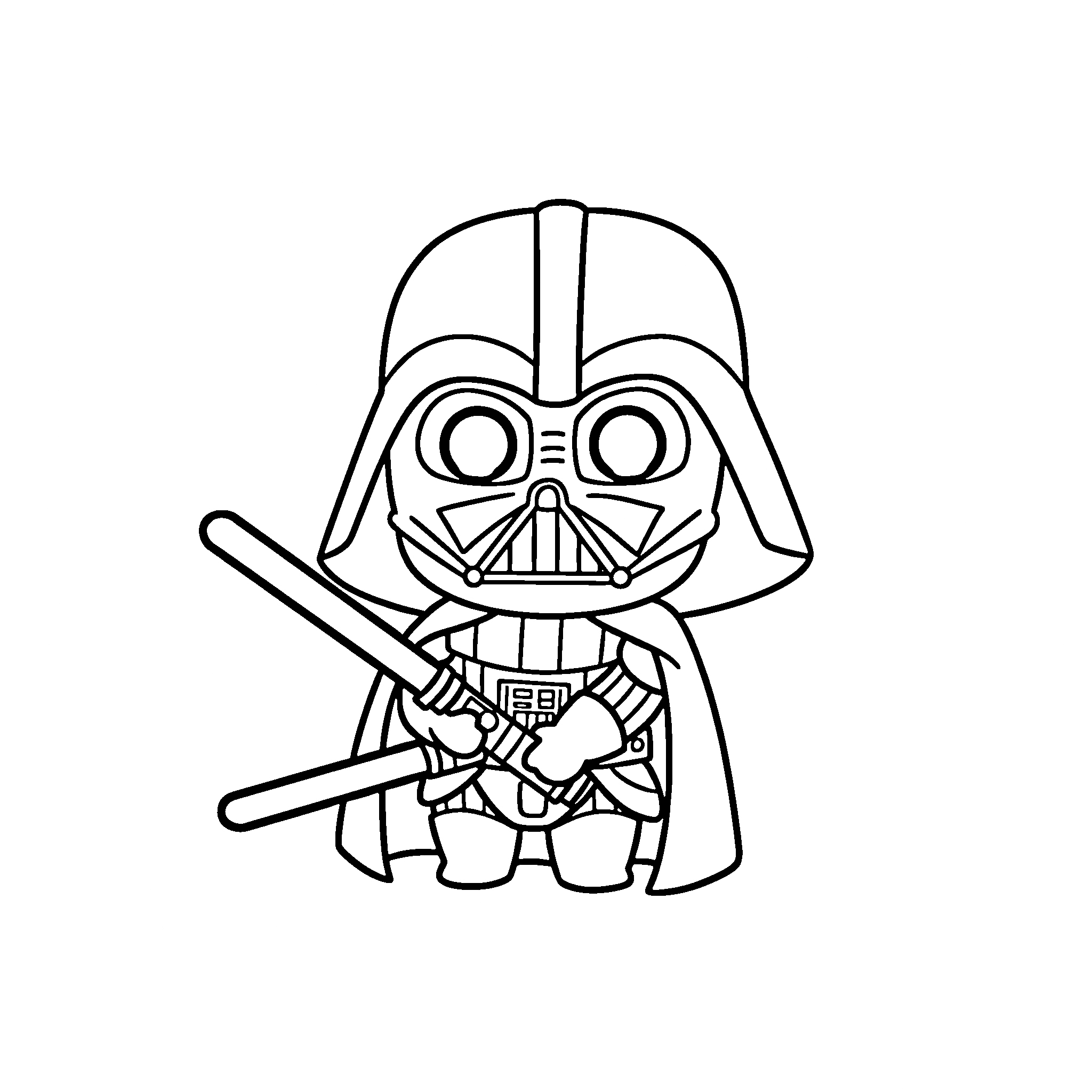 coloriage Dark Vador à imprimer kawaii 1