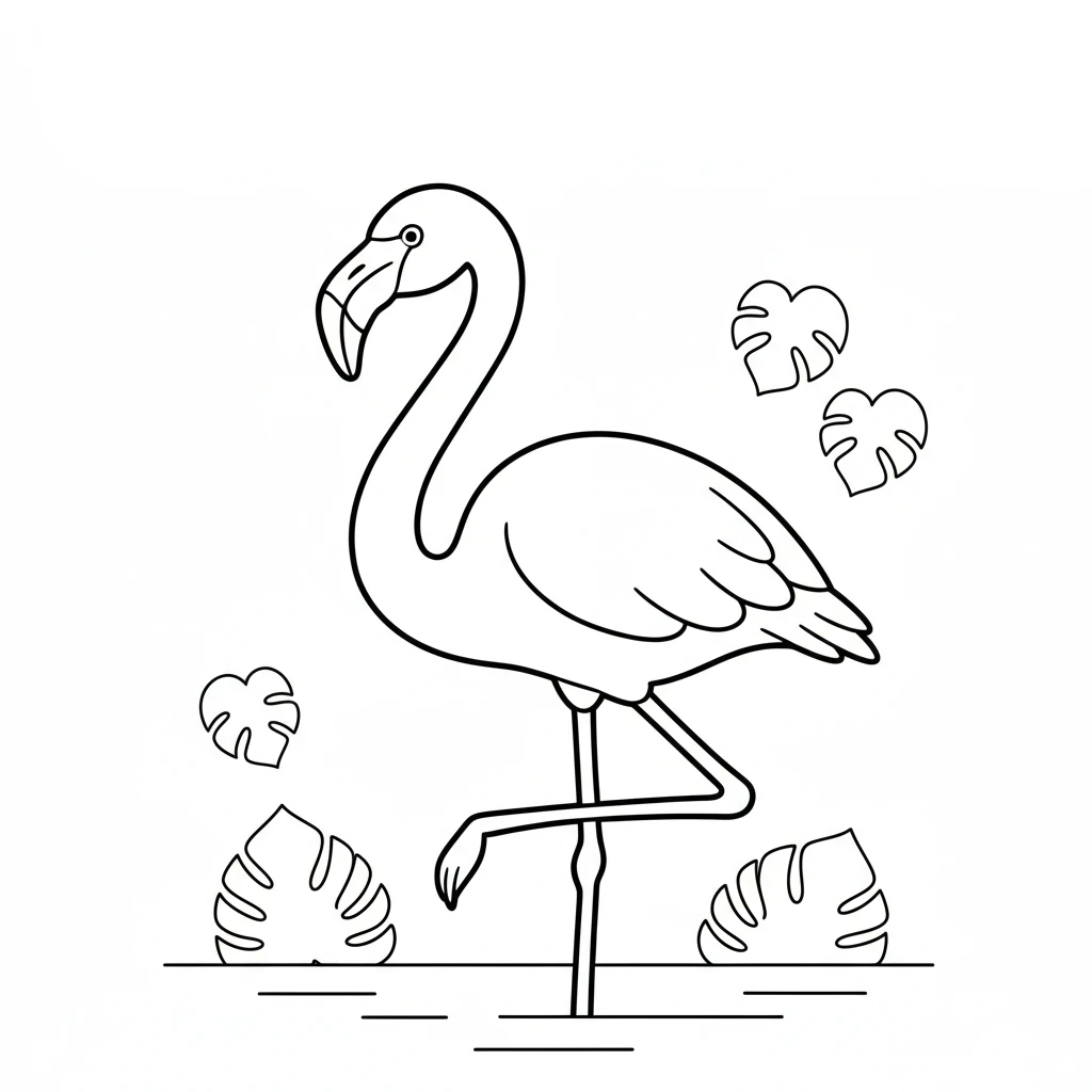 coloriage Flamant Rose pour enfant de 8 ans