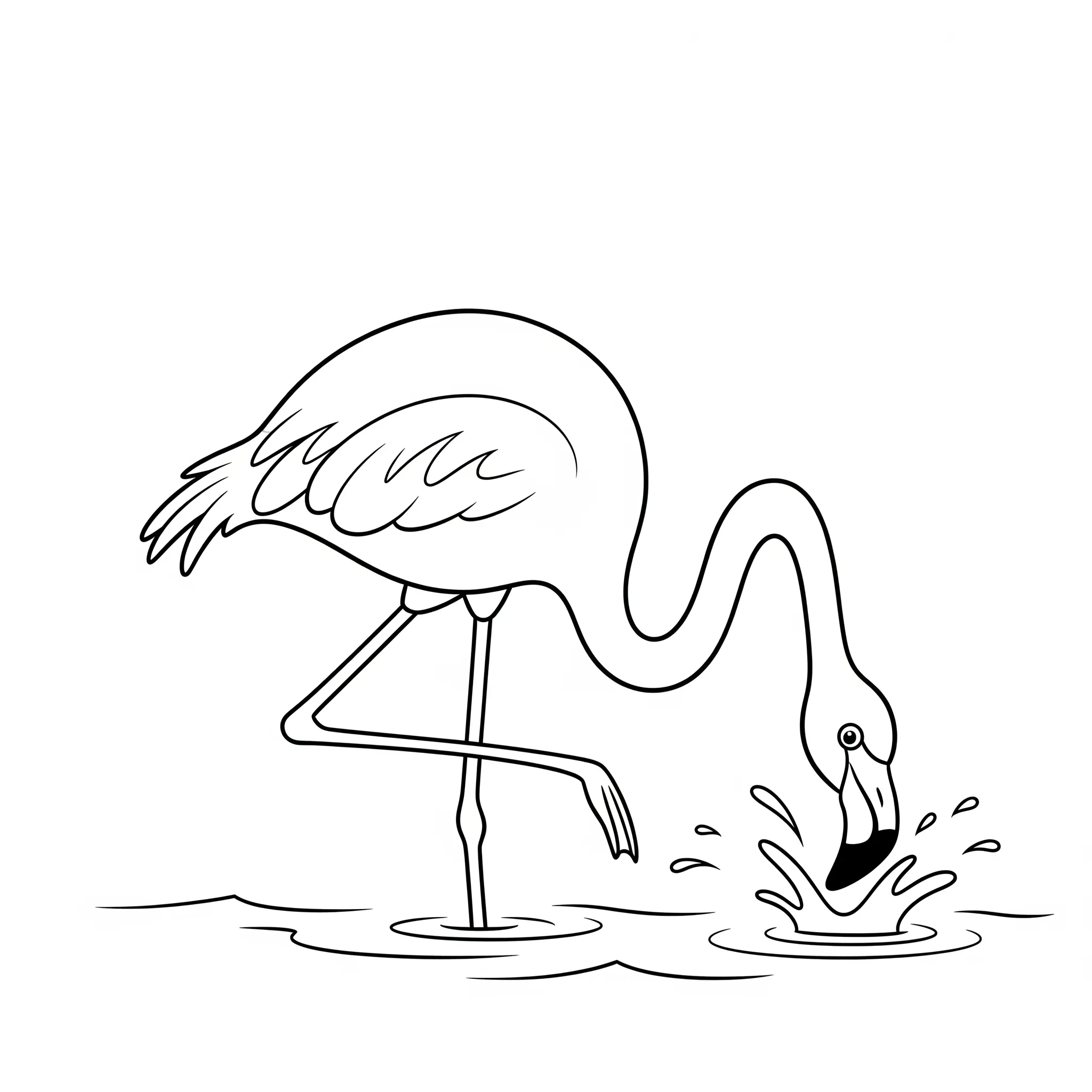 coloriage Flamant Rose Jouant dans l’Eau pour enfant de 4 ans