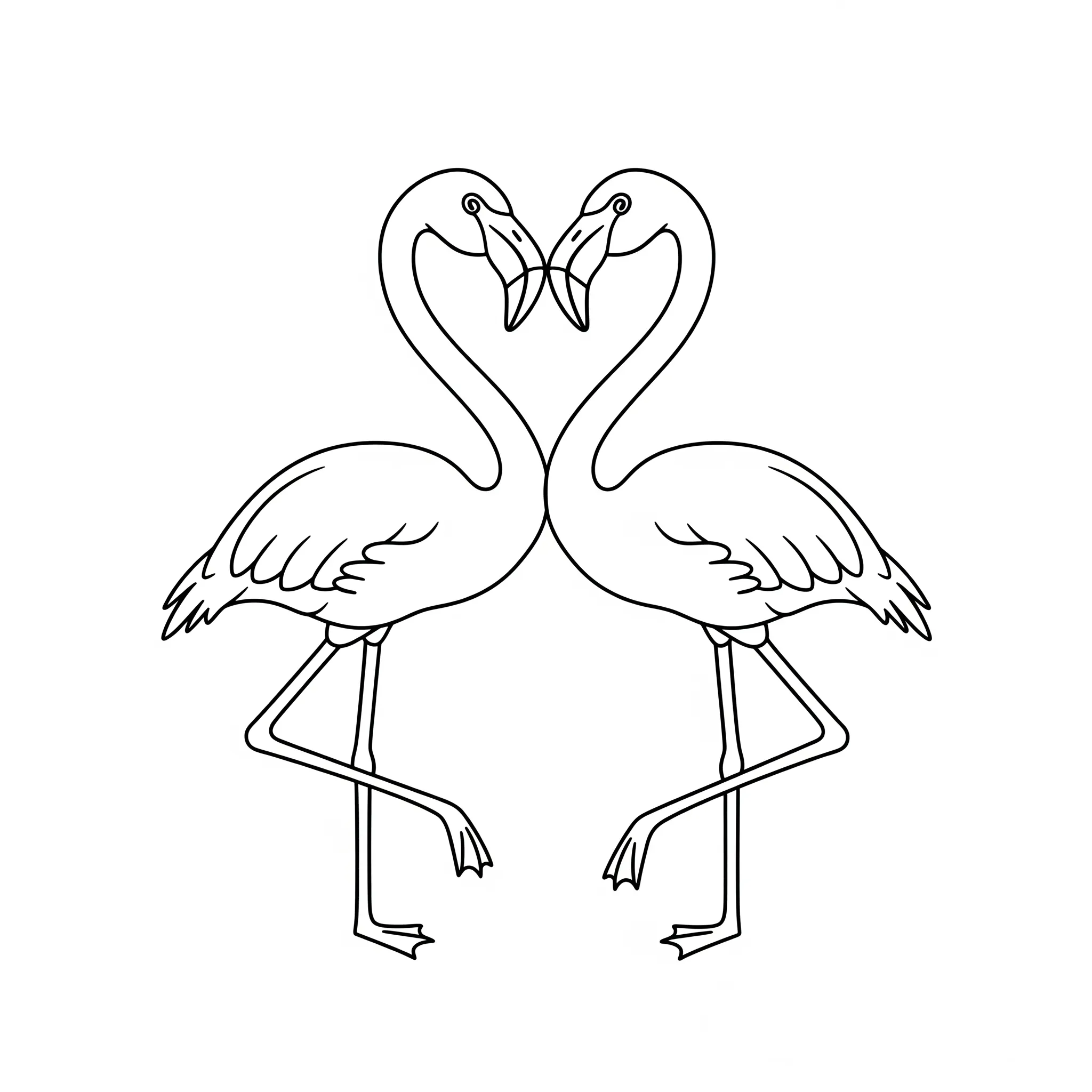 coloriage Flamants Roses en Duo Cœur à imprimer pour enfant de 10 ans