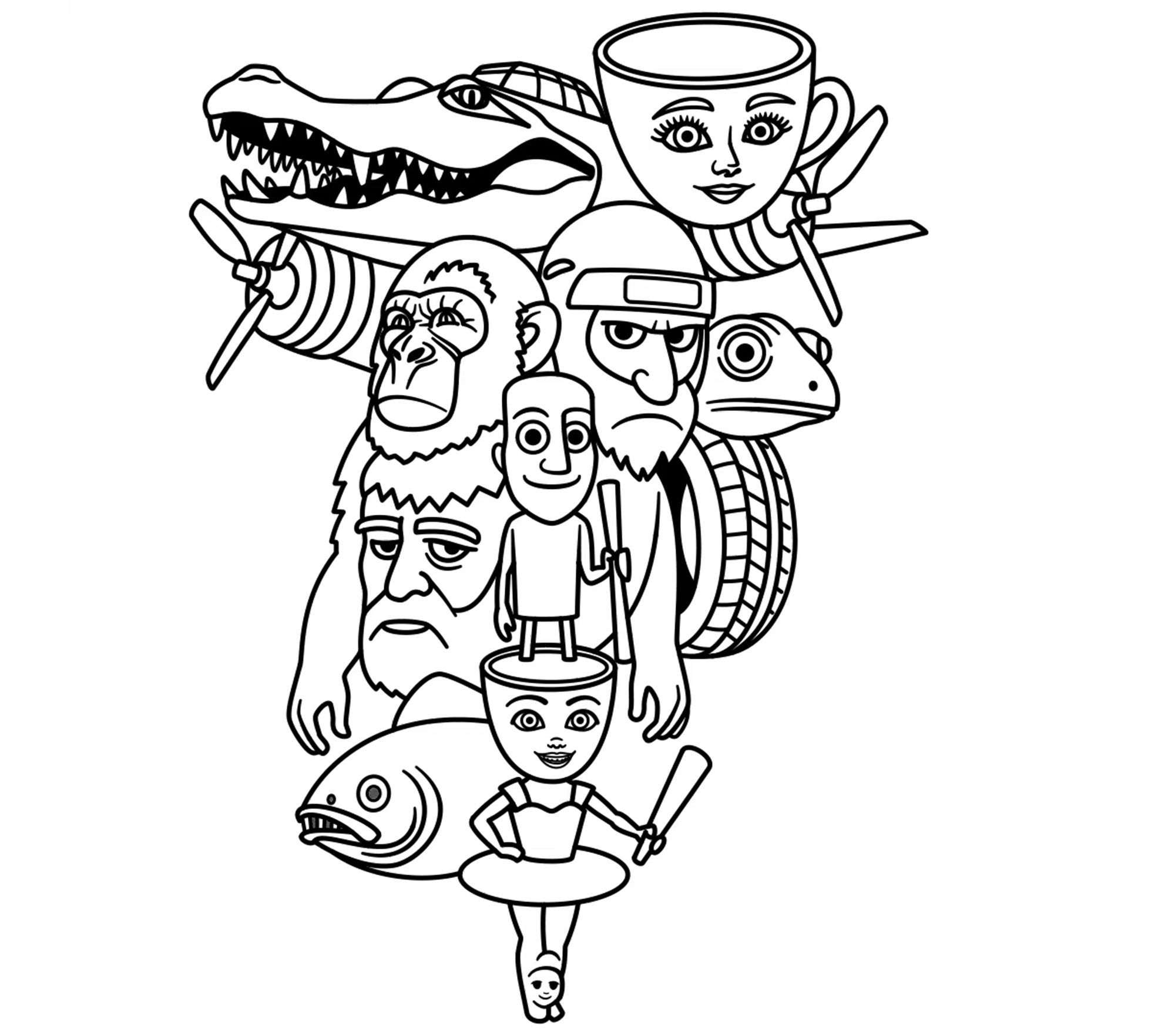 coloriage Italian Brainrot pour enfant de 3 ans