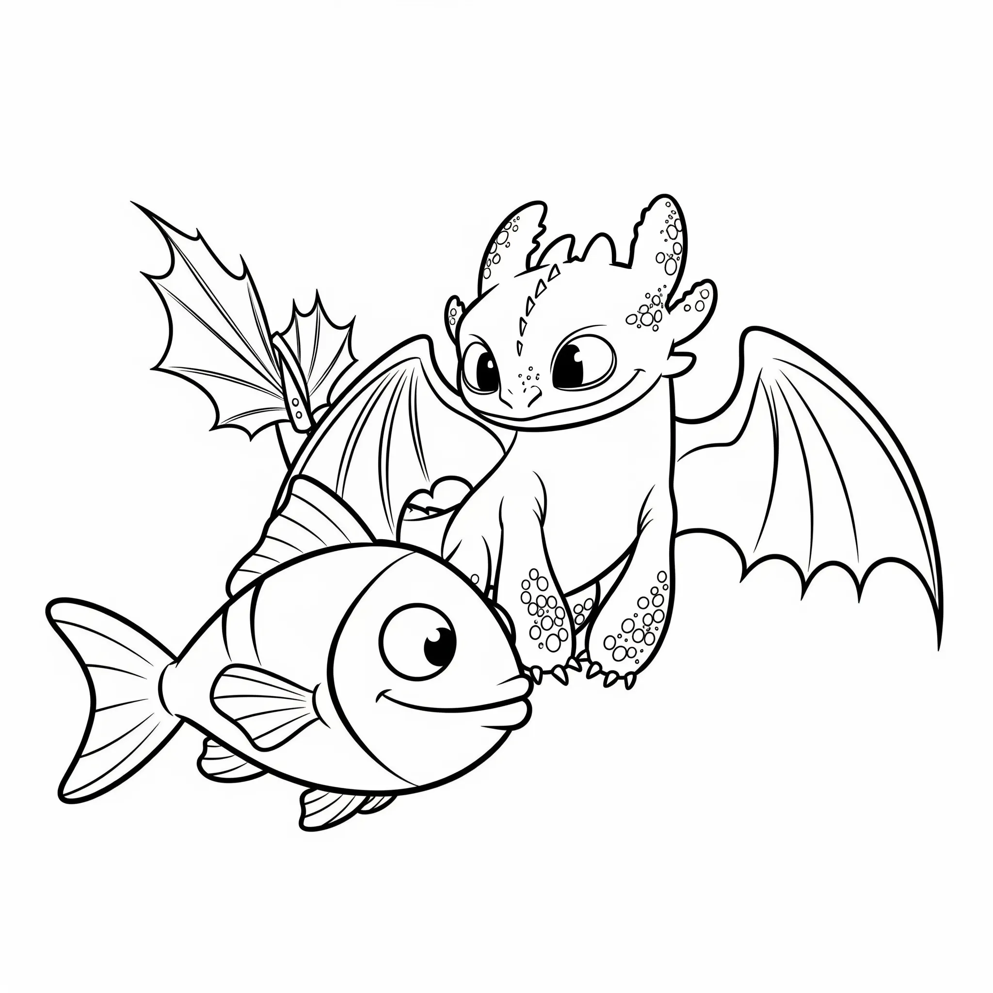 coloriage Krokmou et un poisson pour enfant de 10 ans