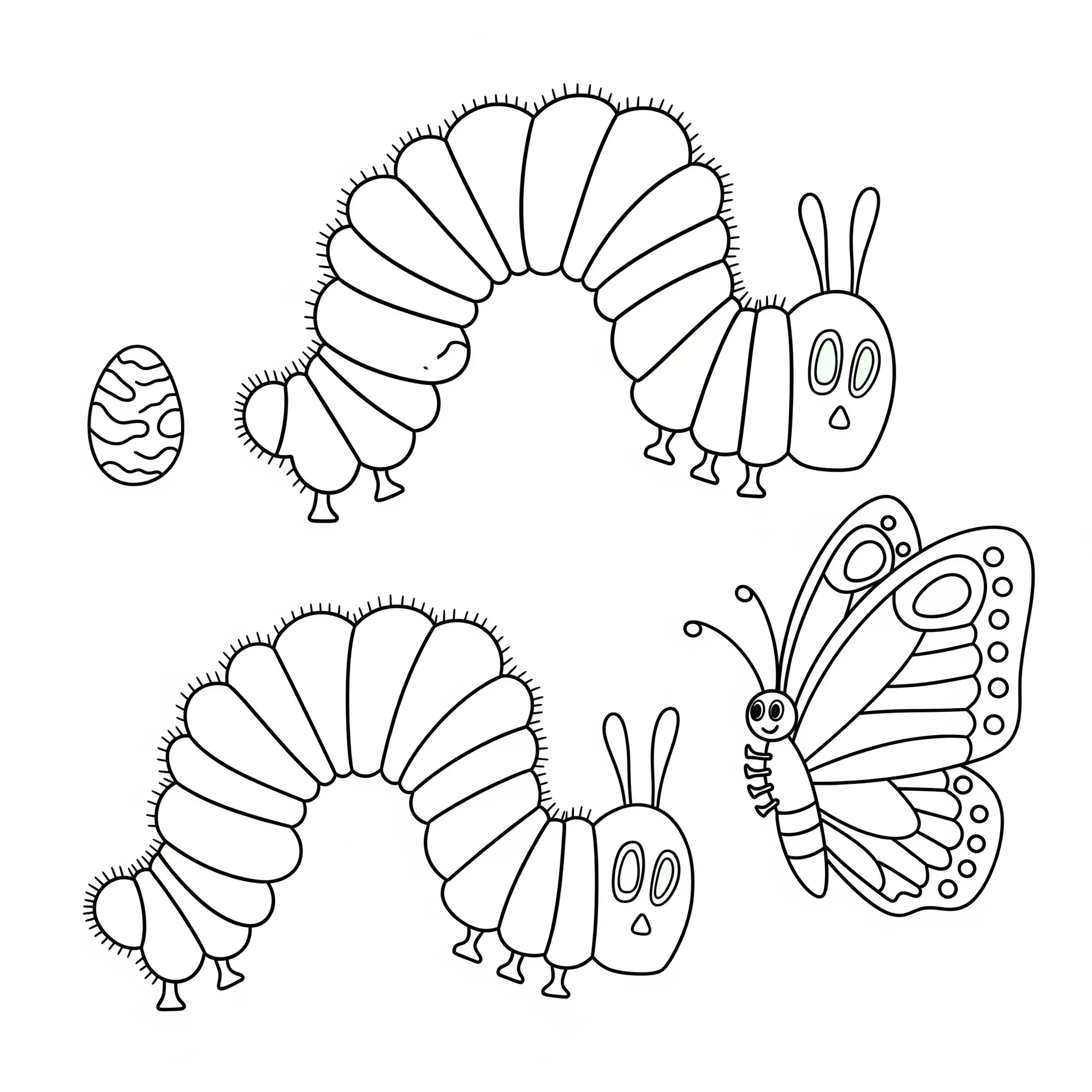 coloriage La Chenille Gourmande pour enfants a imprimer