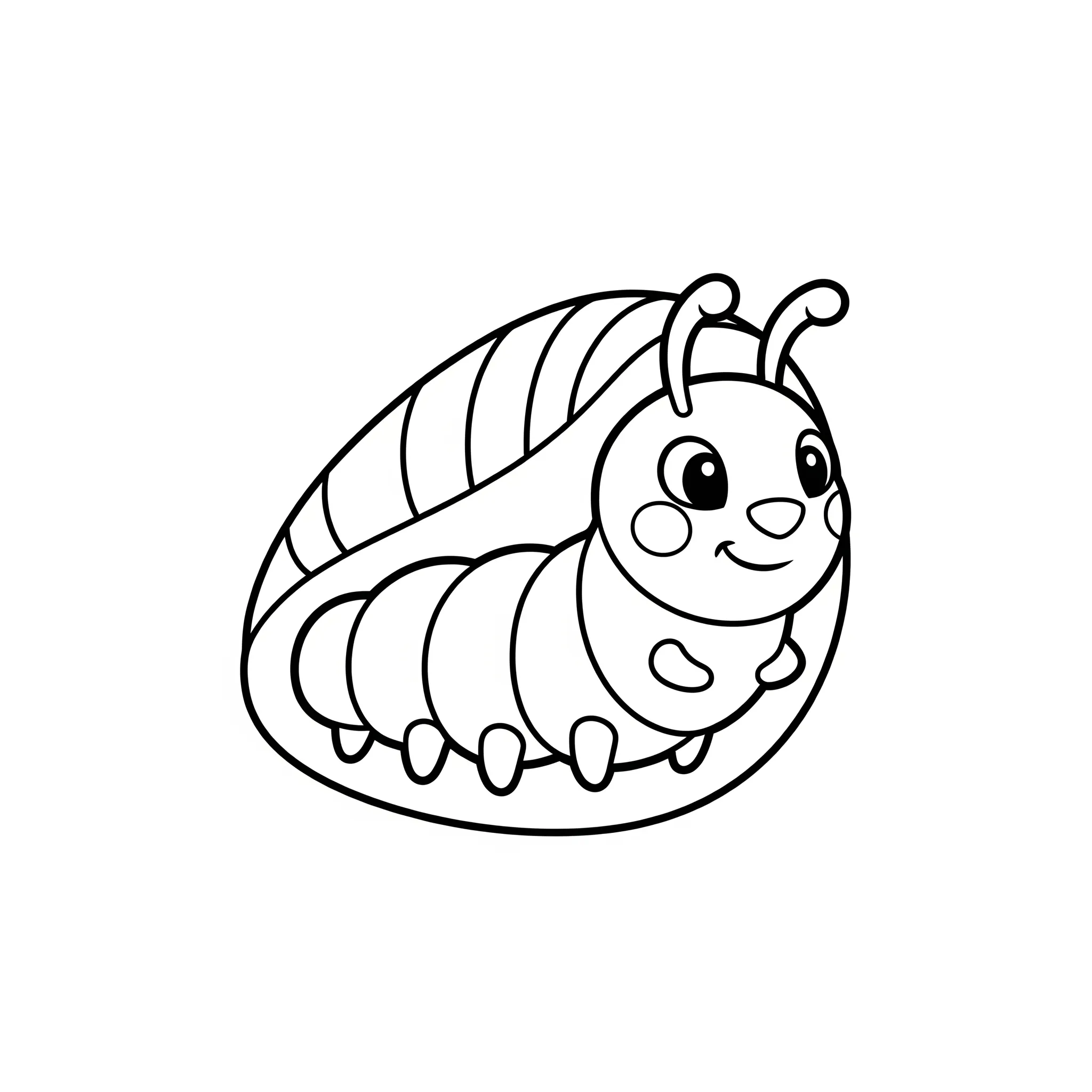 coloriage La Chenille dans son Cocon (début) à imprimer kawaii