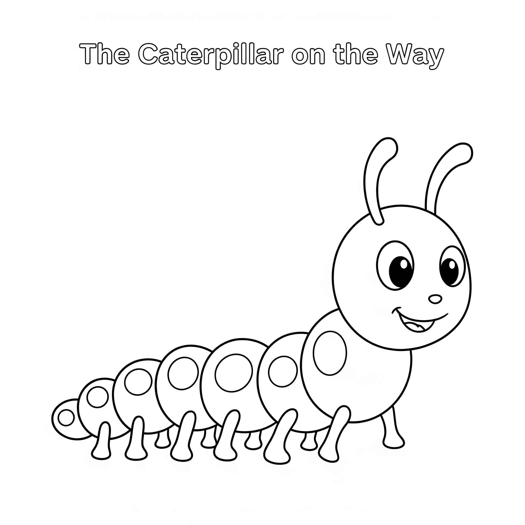 coloriage La Chenille en Plein Chemin à imprimer pour enfant de 3 ans