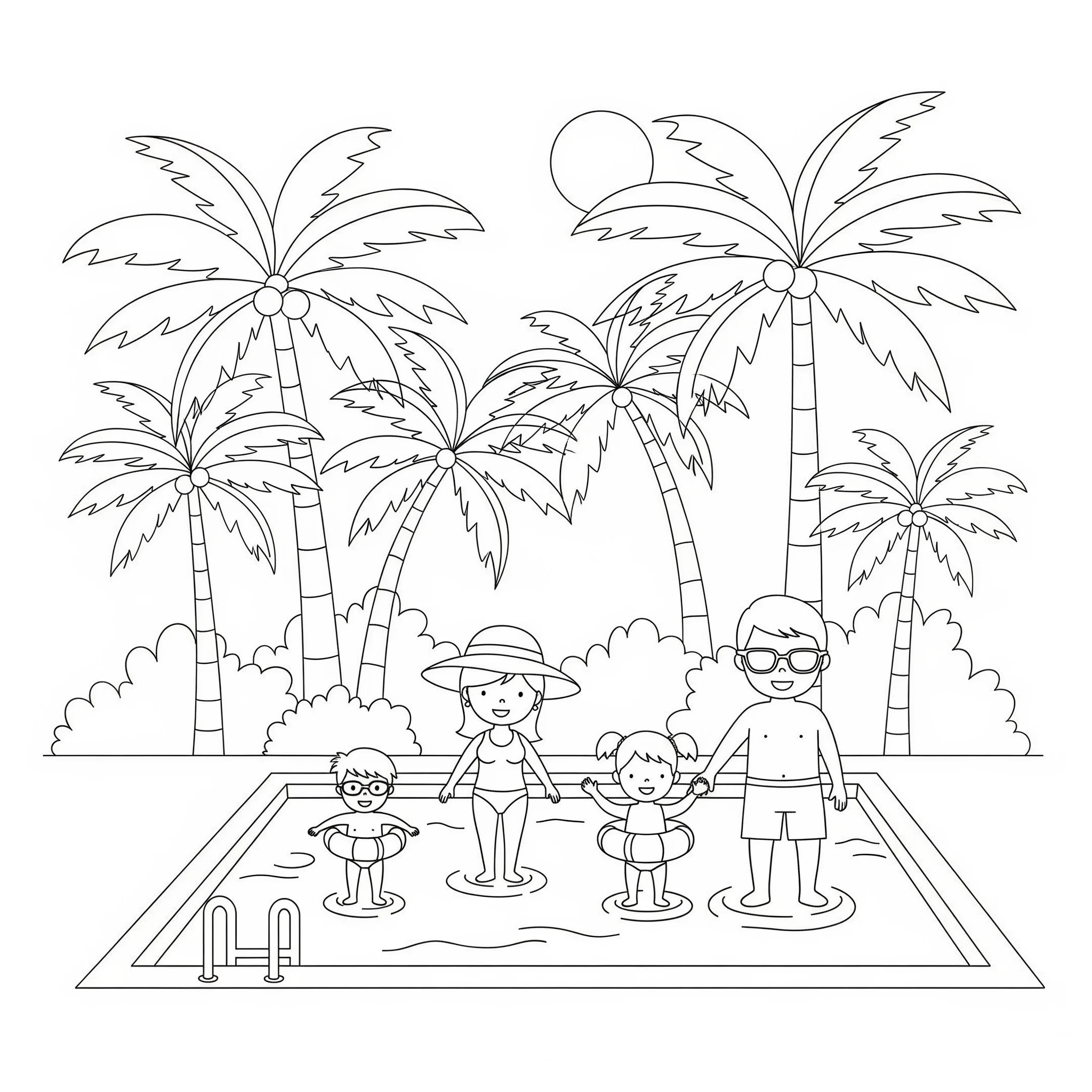 coloriage Piscine à imprimer pour enfant de 4 ans