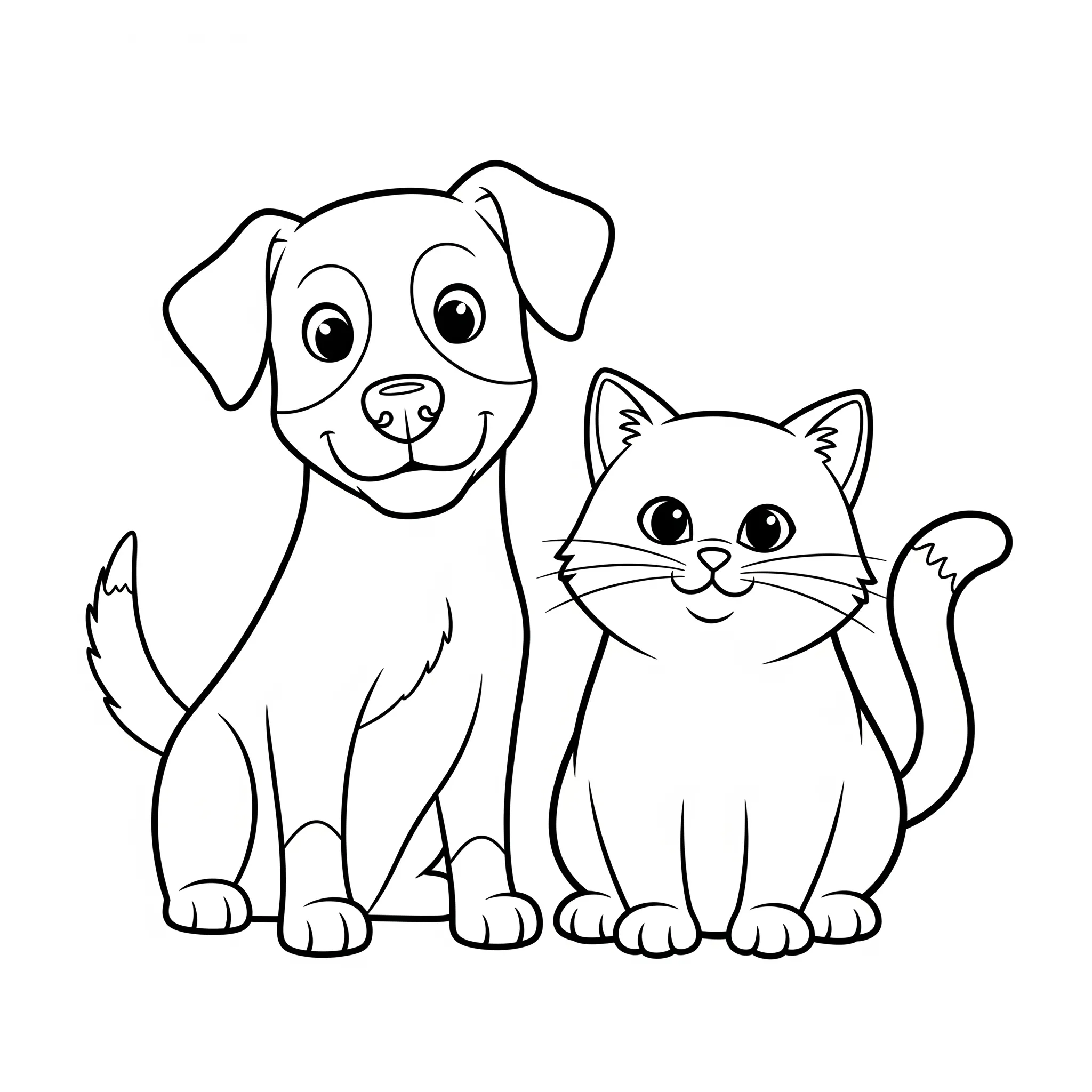coloriage Portrait de Chien et de Chat de pour enfants