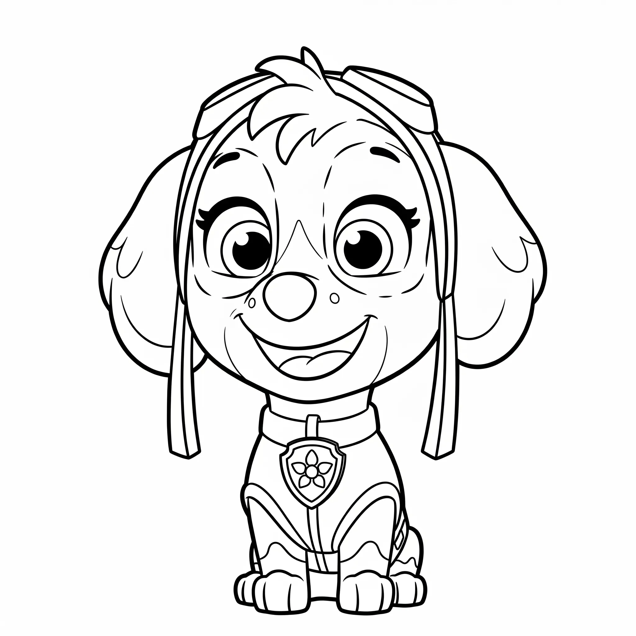 coloriage Skye et son badge Paw Patrol pour enfant de 5 ans