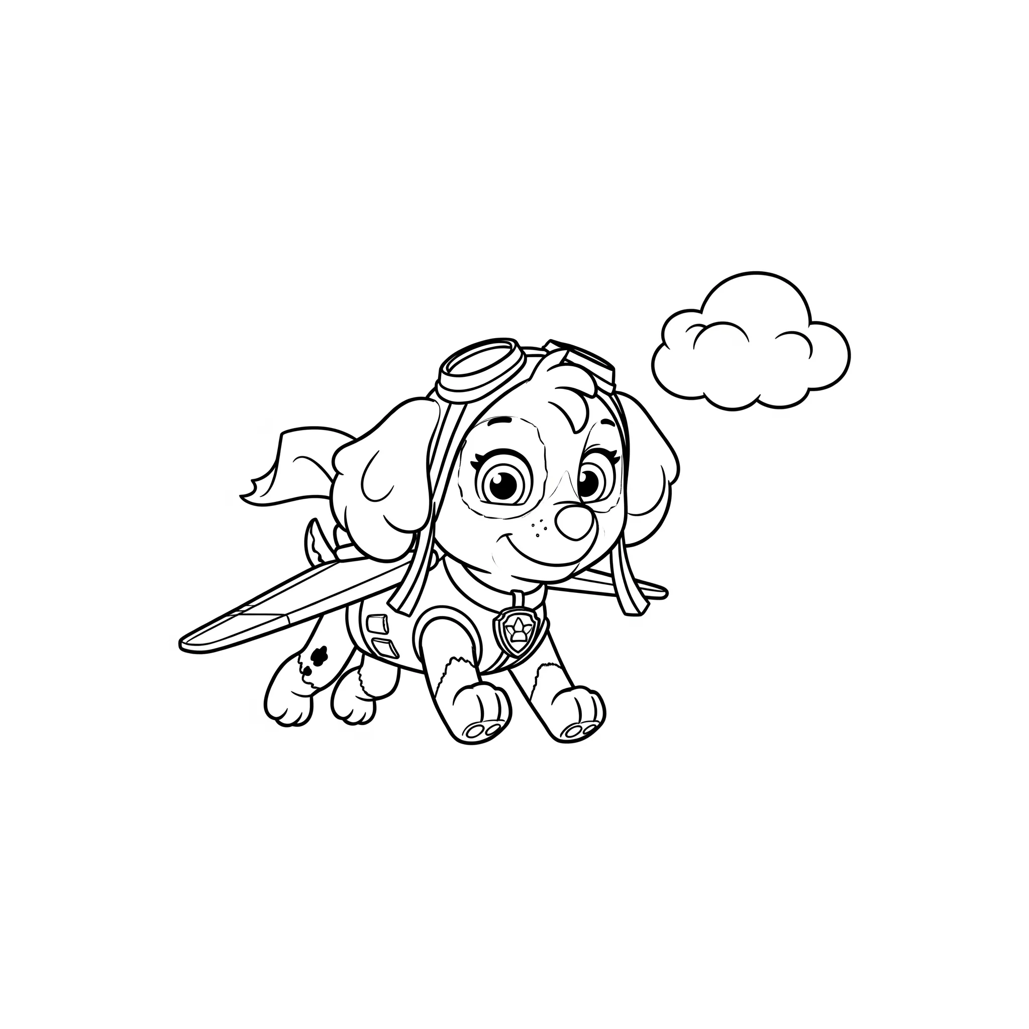 coloriage Skye et un nuage à imprimer pdf gratuit
