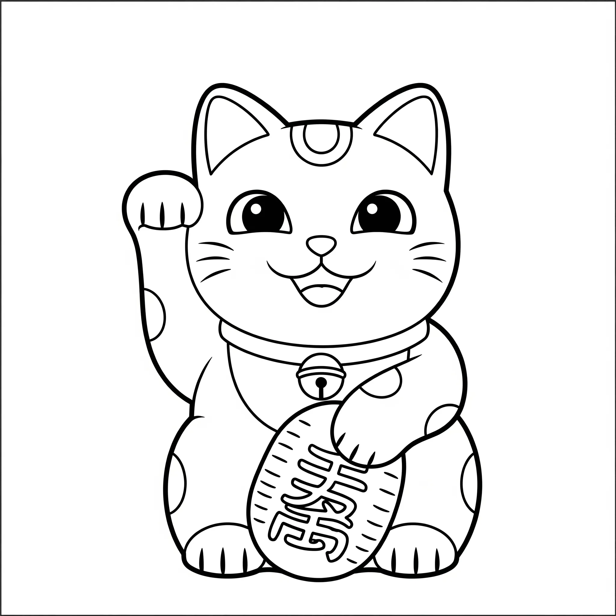 coloriage Un Maneki neko souriant pour enfants à télécharger