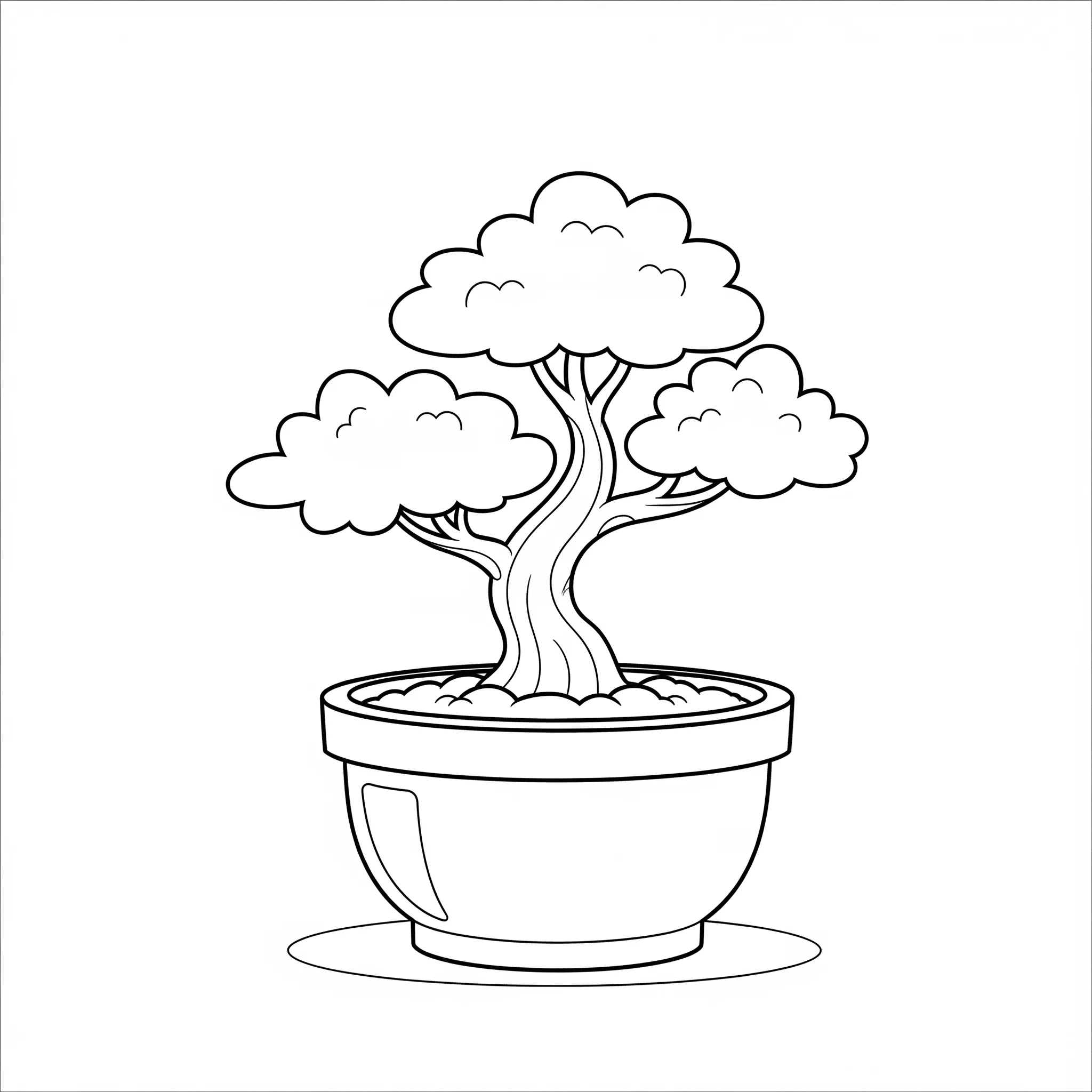 télécharger coloriage Un petit bonsaï dans un pot simple gratuit