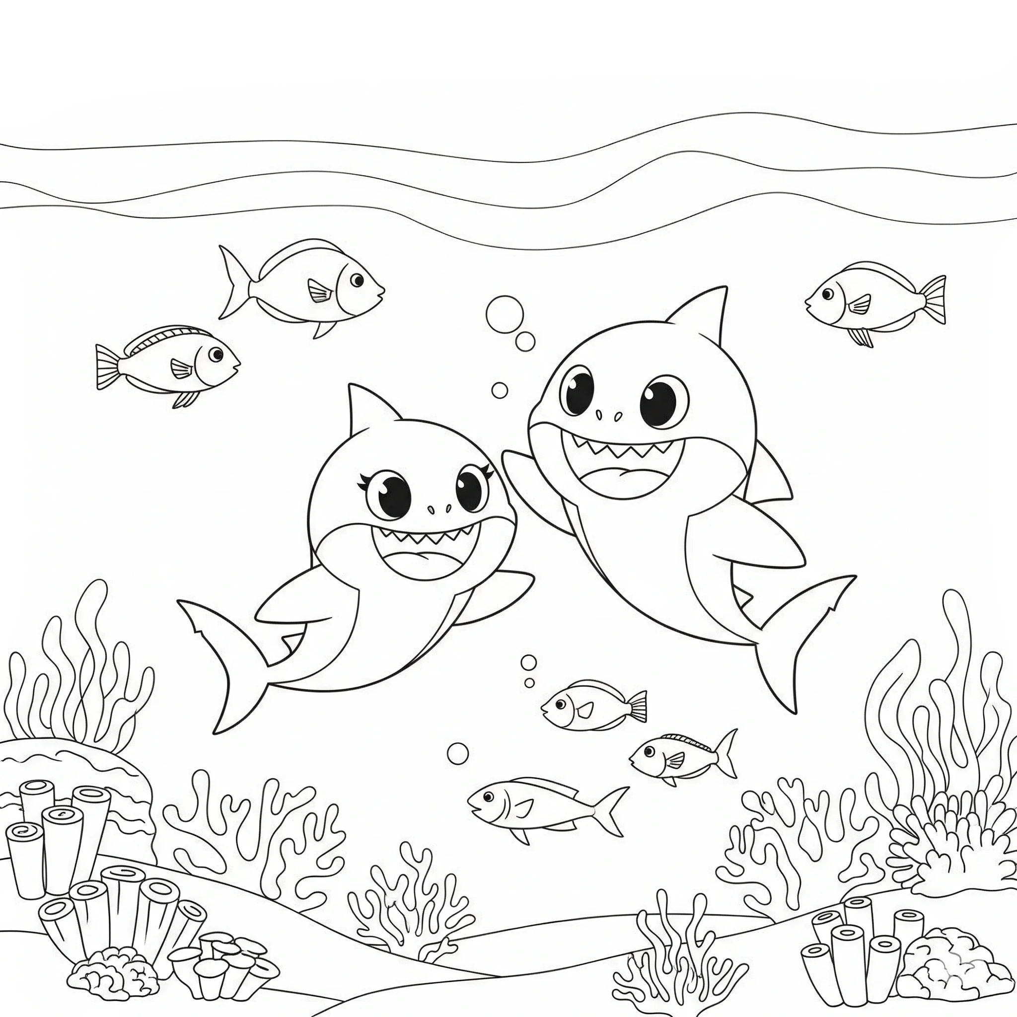 coloriage Baby Shark à imprimer pour enfant de 9 ans