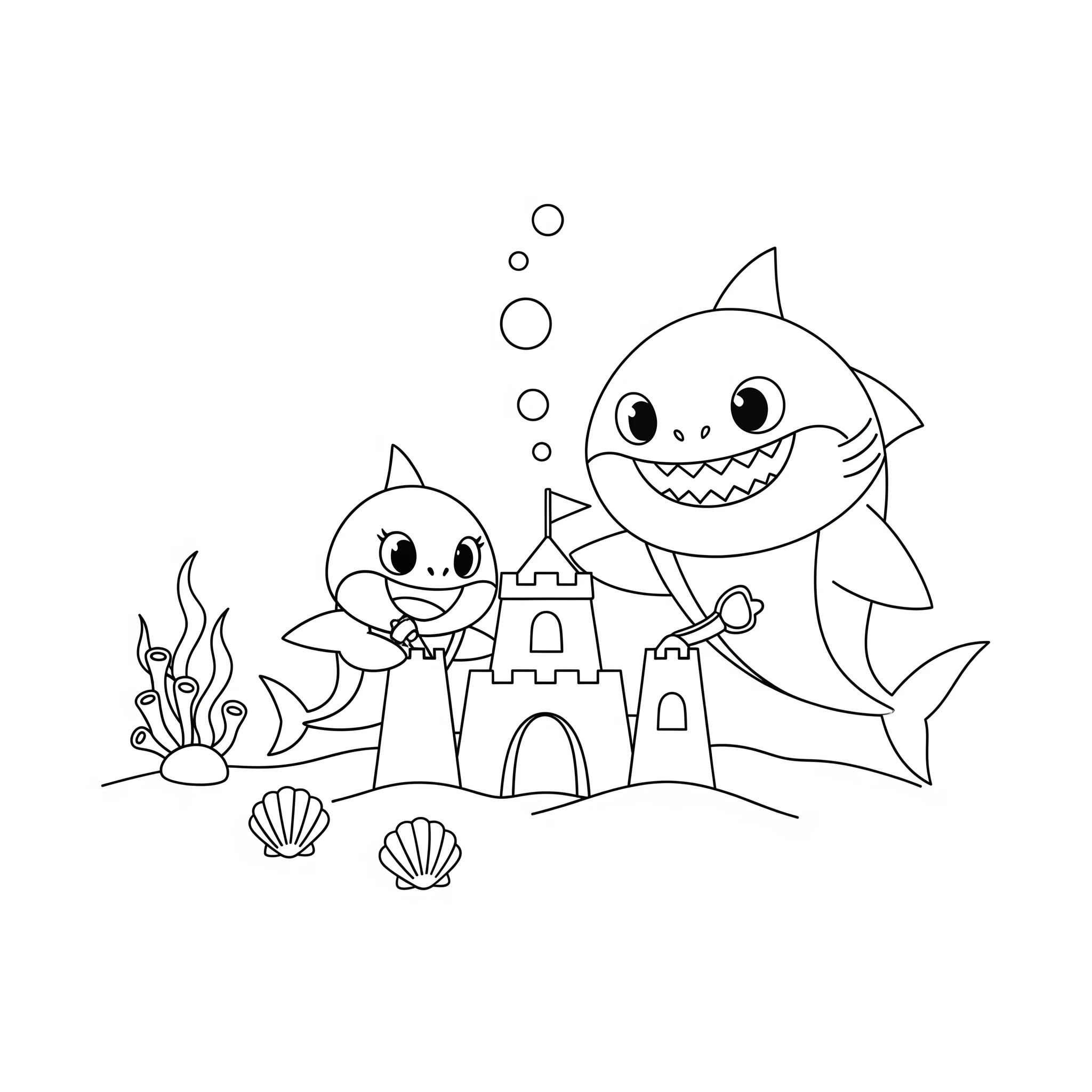 coloriage Baby Shark à imprimer pour enfant de 6 ans