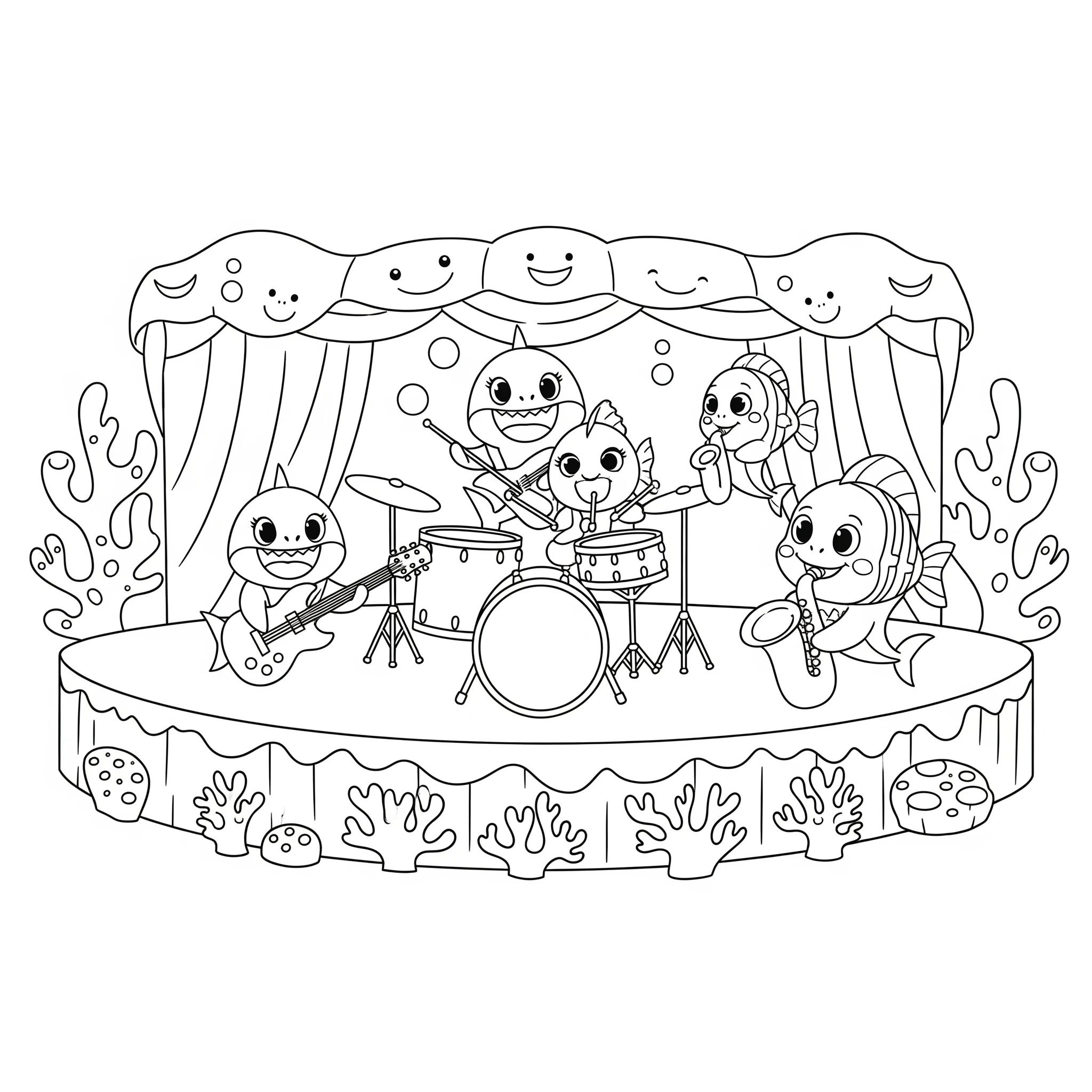 coloriage Baby Shark à imprimer pour enfant de 10 ans
