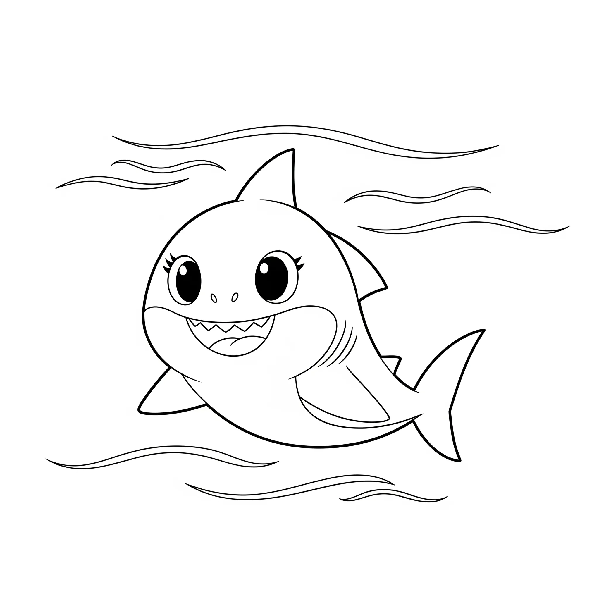 coloriage Bébé Requin Nage pour enfant