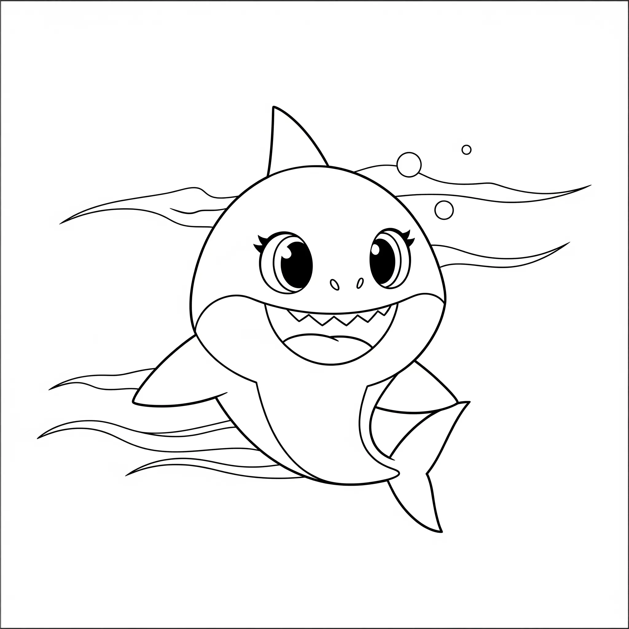 coloriage Bébé requin qui nage d'enfant a imprimer