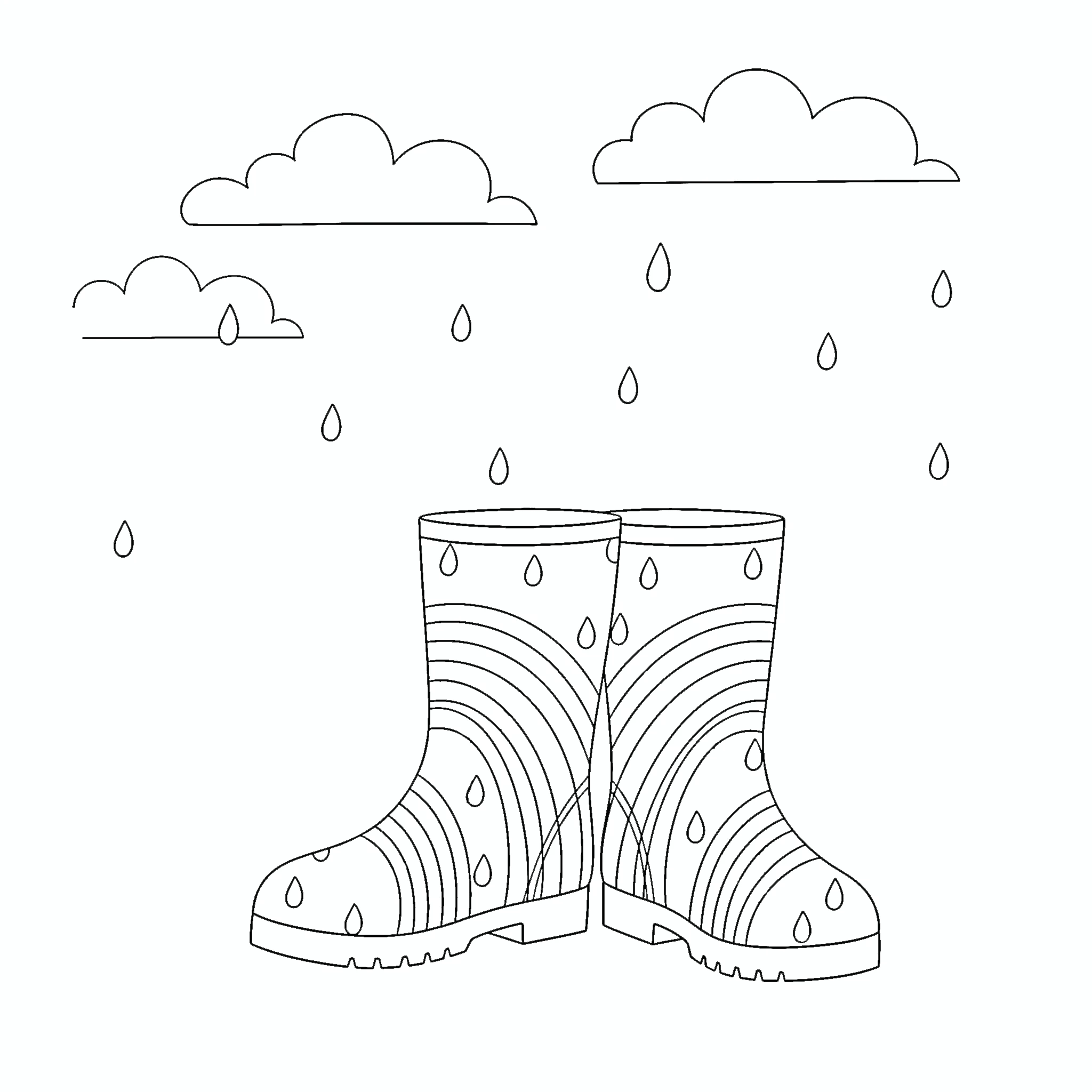 coloriage Bottes de Pluie pour enfant de 6 ans 1