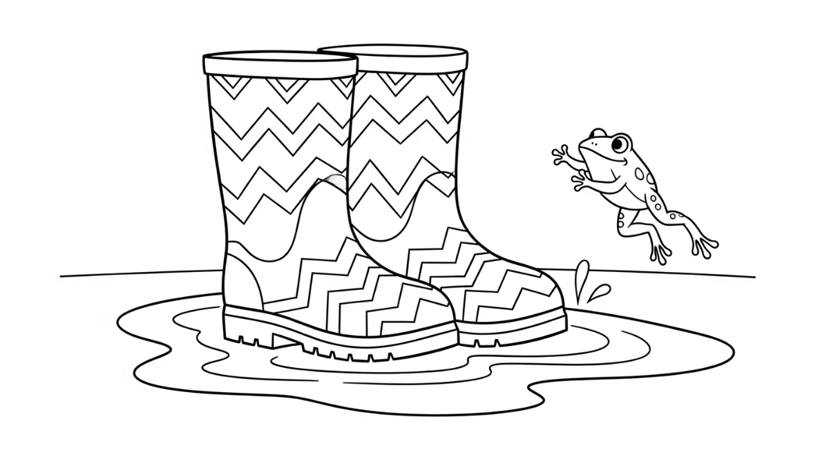 coloriage Bottes de Pluie à imprimer pour enfant de 10 ans