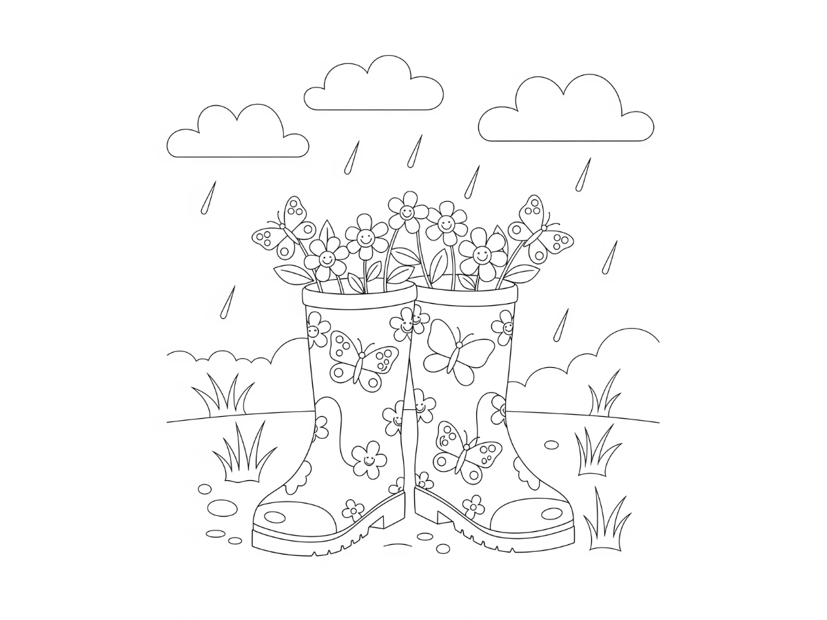 coloriage Bottes de Pluie à imprimer pdf gratuit