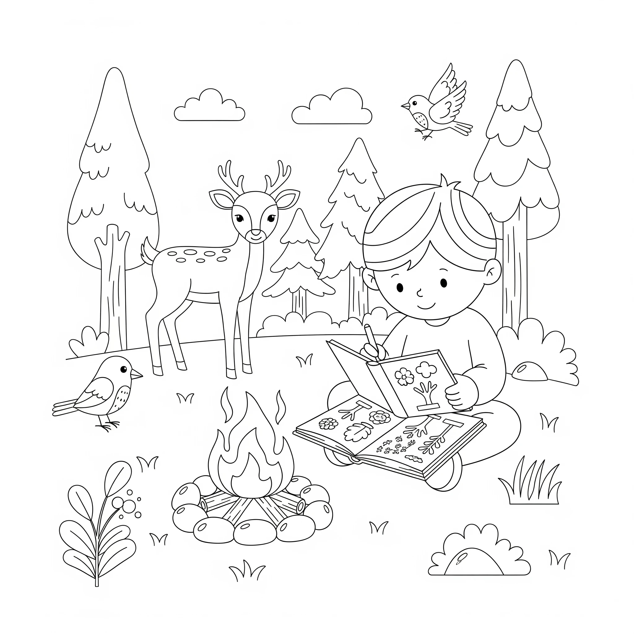 coloriage Camping à imprimer pour enfant de 6 ans 1