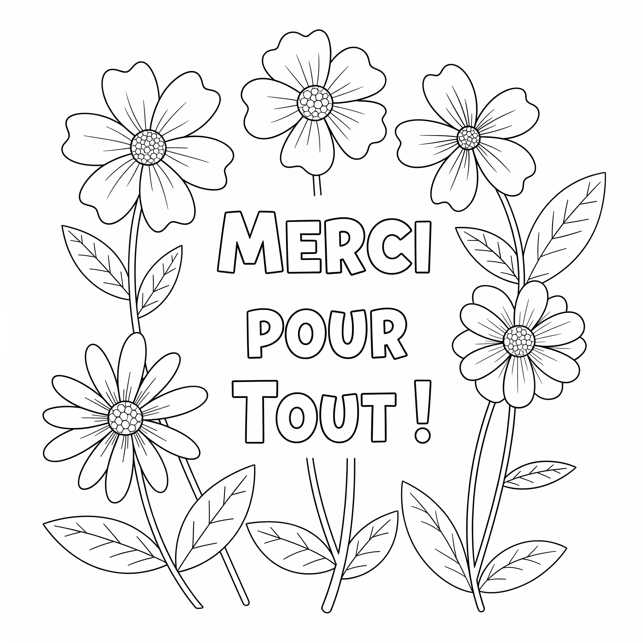 coloriage Fleurs et Merci pour Tout ! a dessiner en ligne