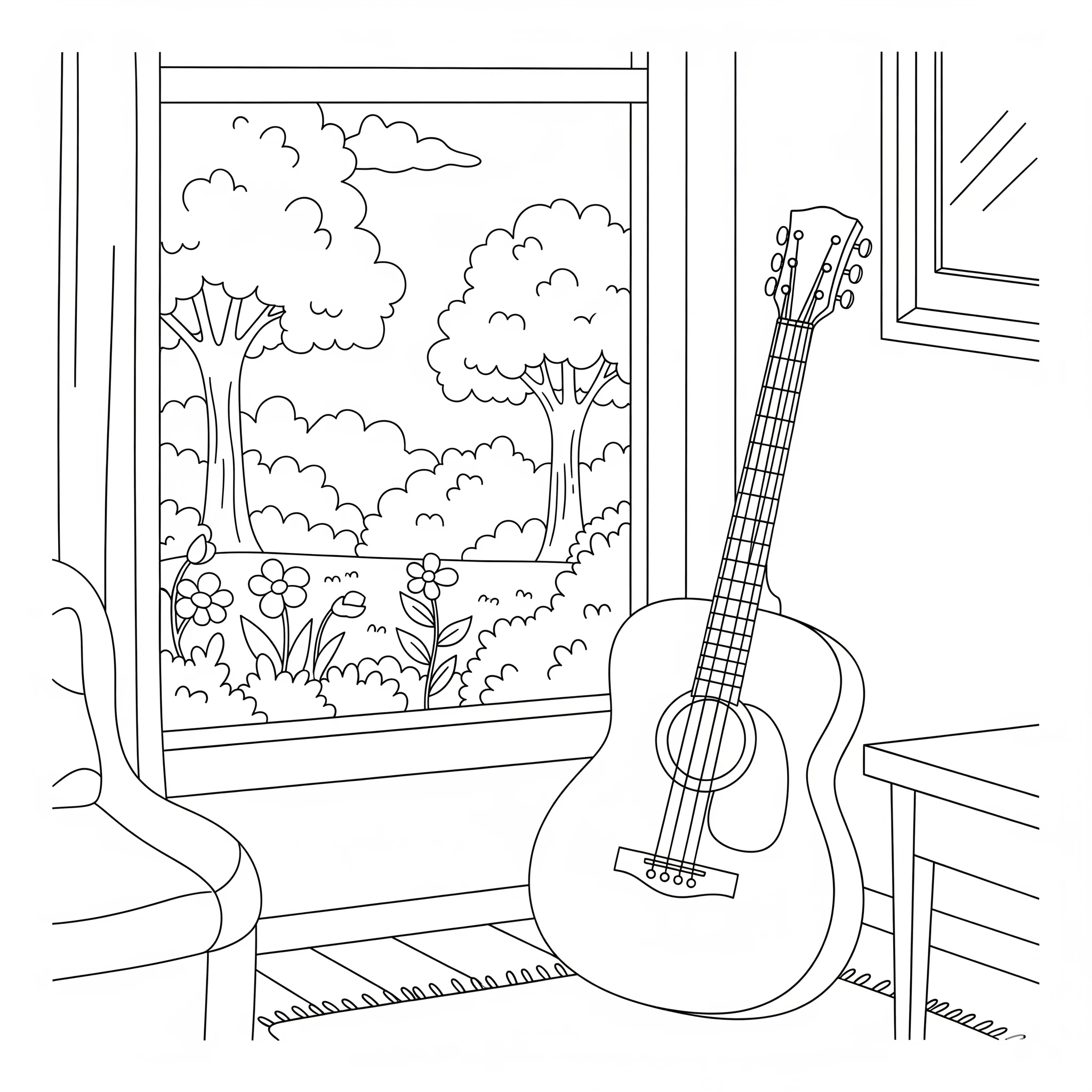 coloriage Guitare pour enfant