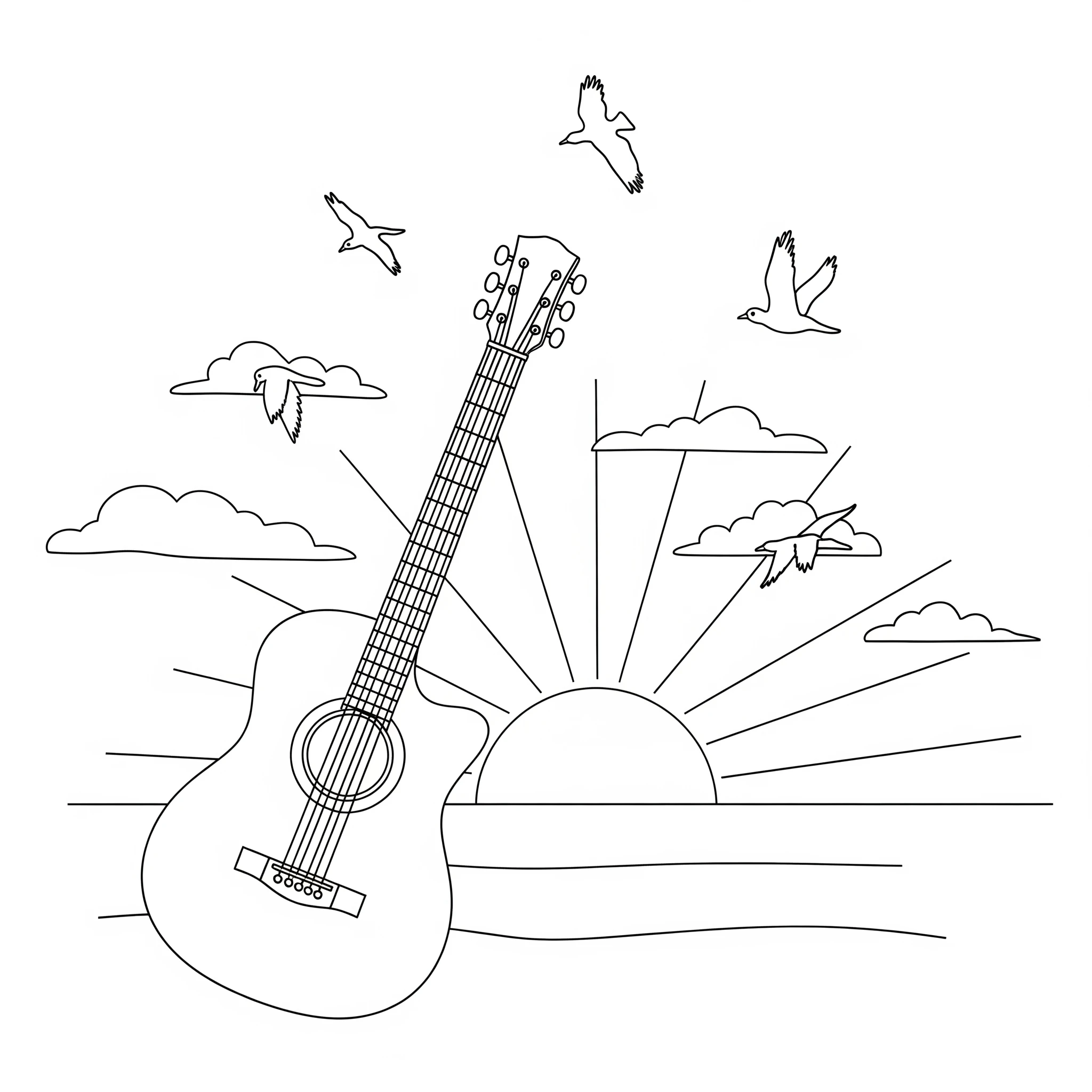 coloriage Guitare à imprimer pdf