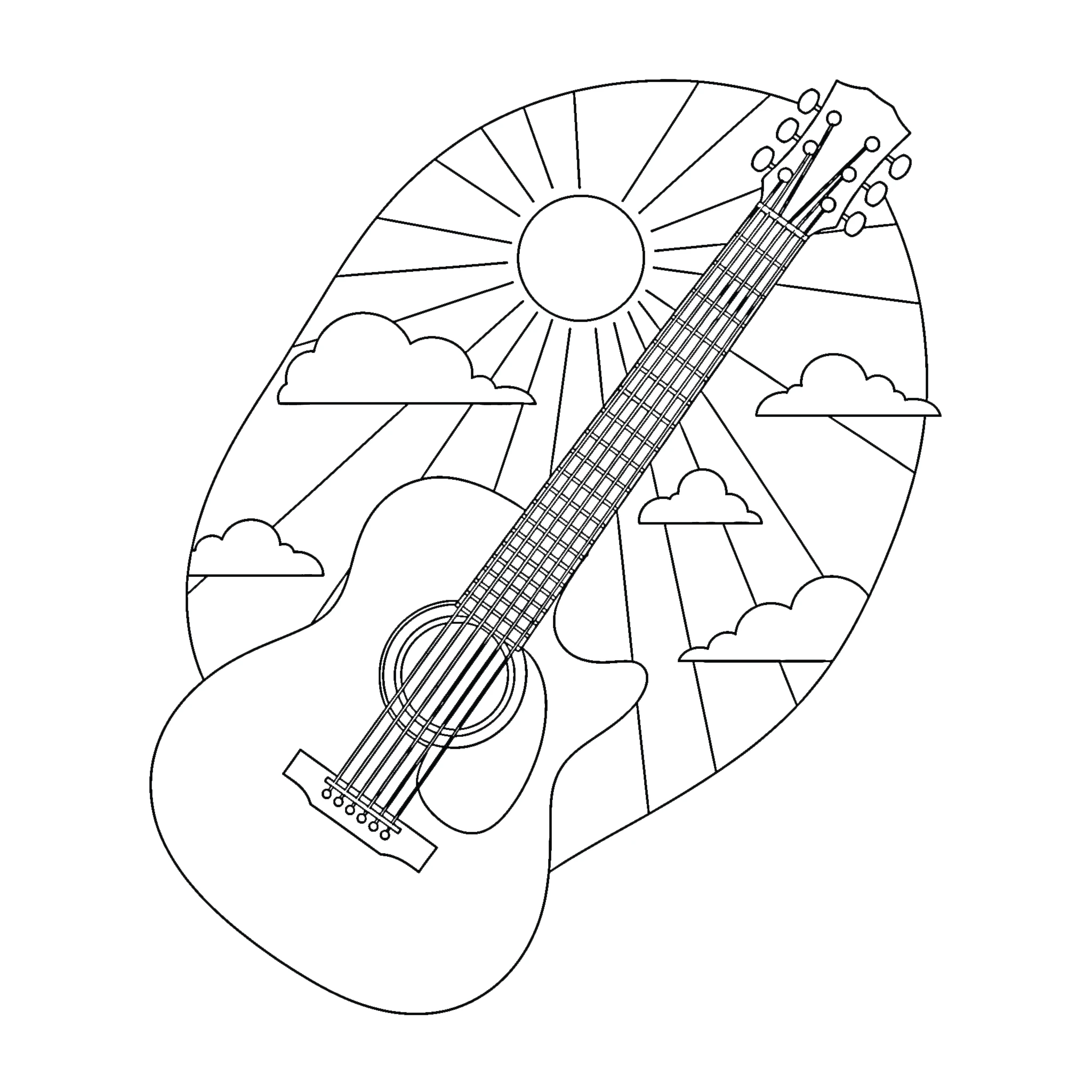 coloriage Guitare à imprimer pour enfant de 12 ans 1