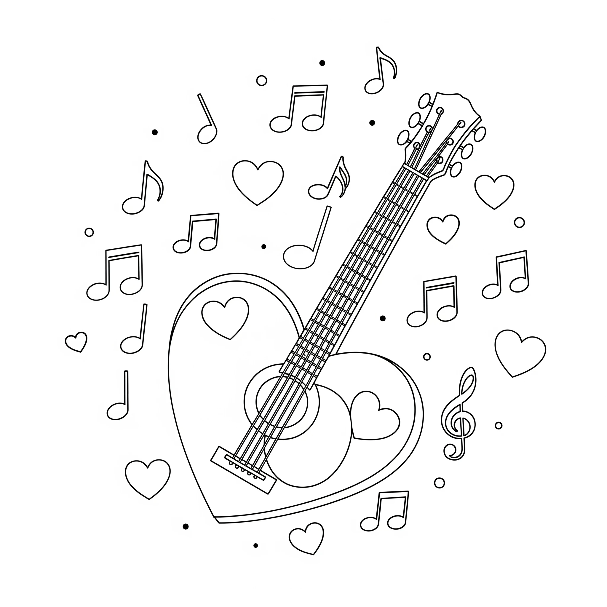 imprimer coloriage Guitare pour enfant