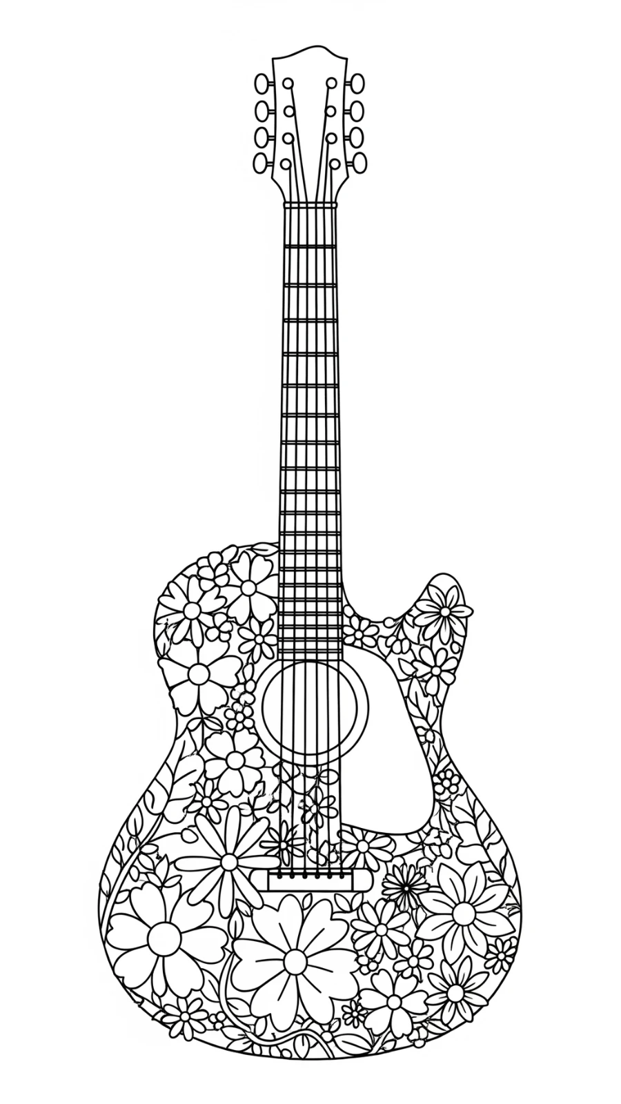 image de coloriage Guitare pour enfant