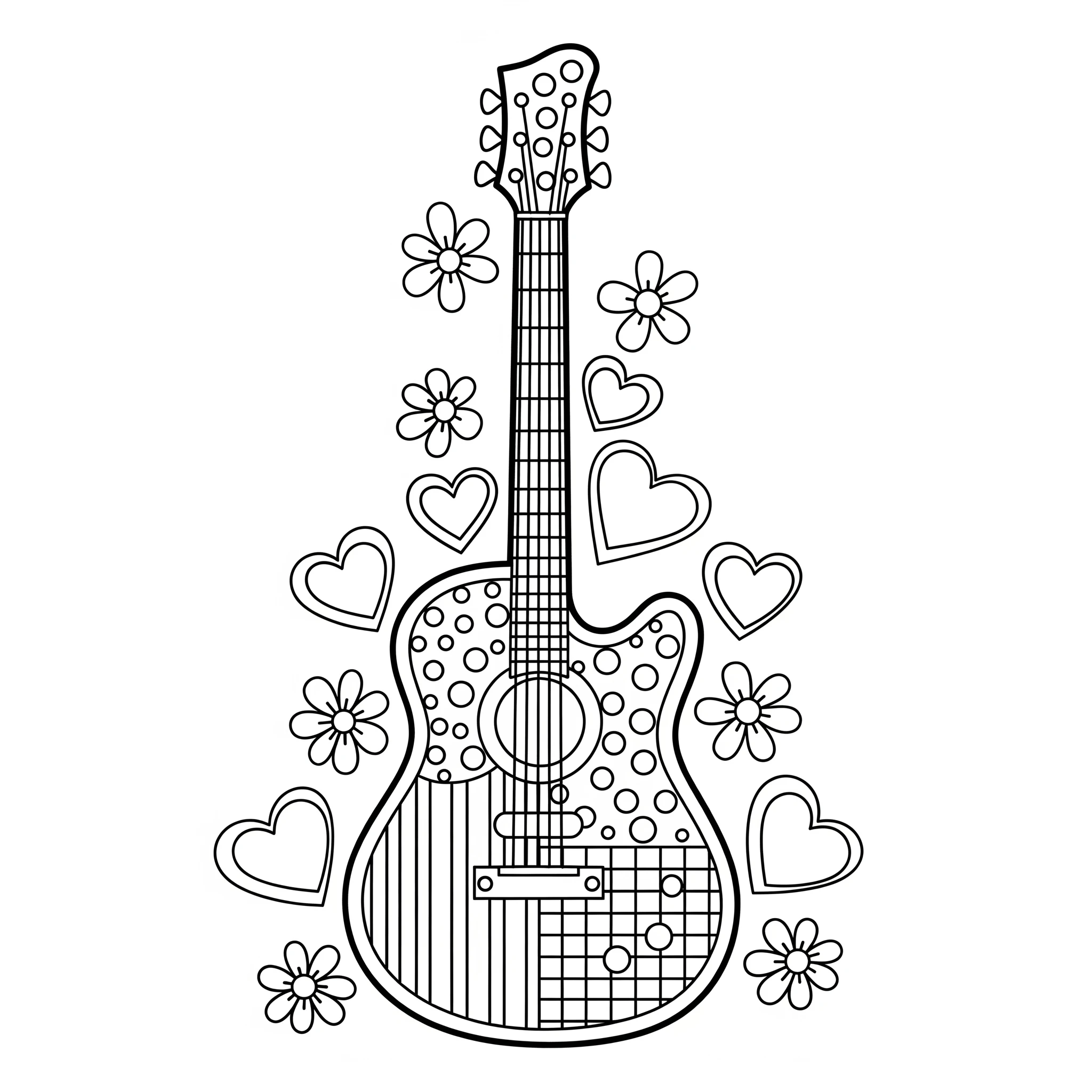 coloriage Guitare et apprentissage