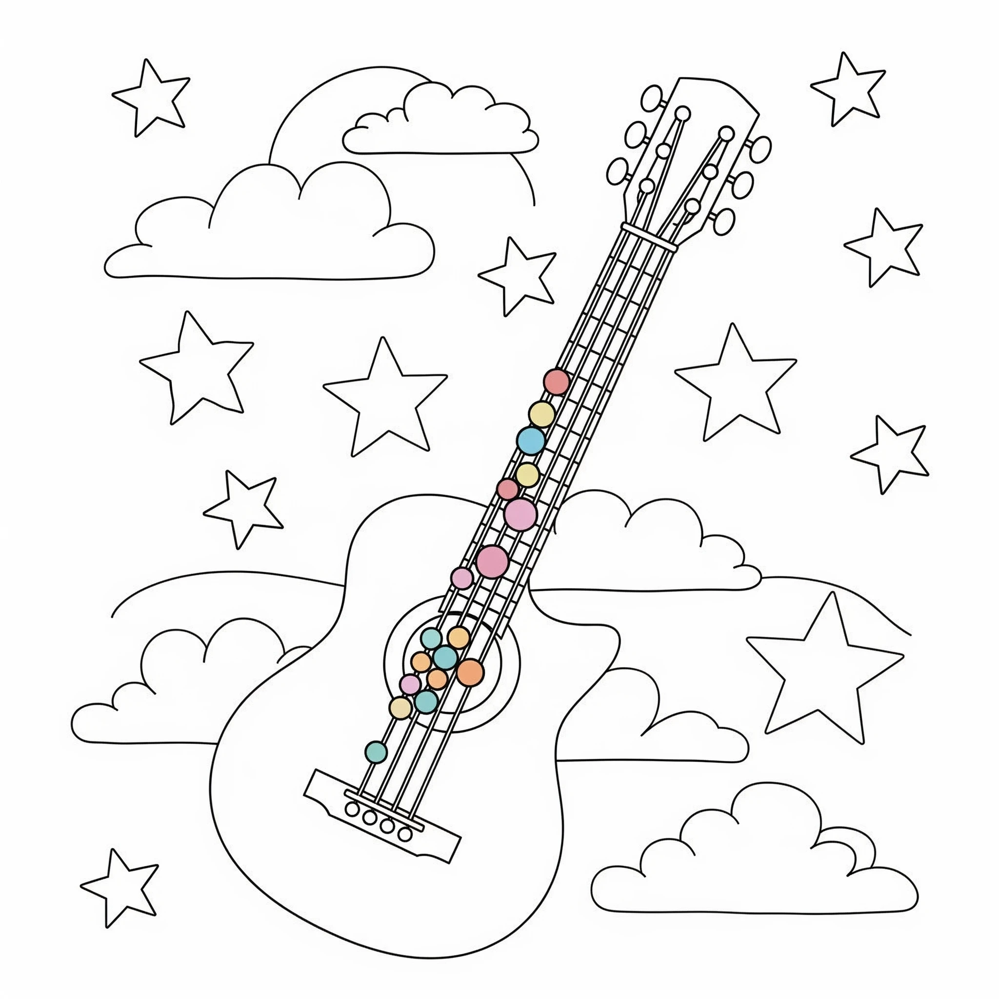 coloriage Guitare pour enfant de à imprimer