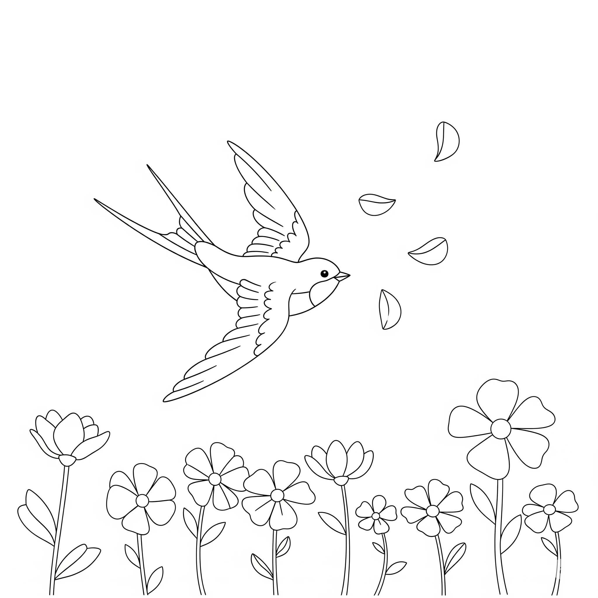 image pour coloriage Hirondelle enfant