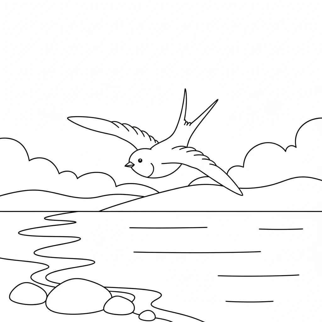 coloriage Hirondelle à imprimer pour enfant de 10 ans