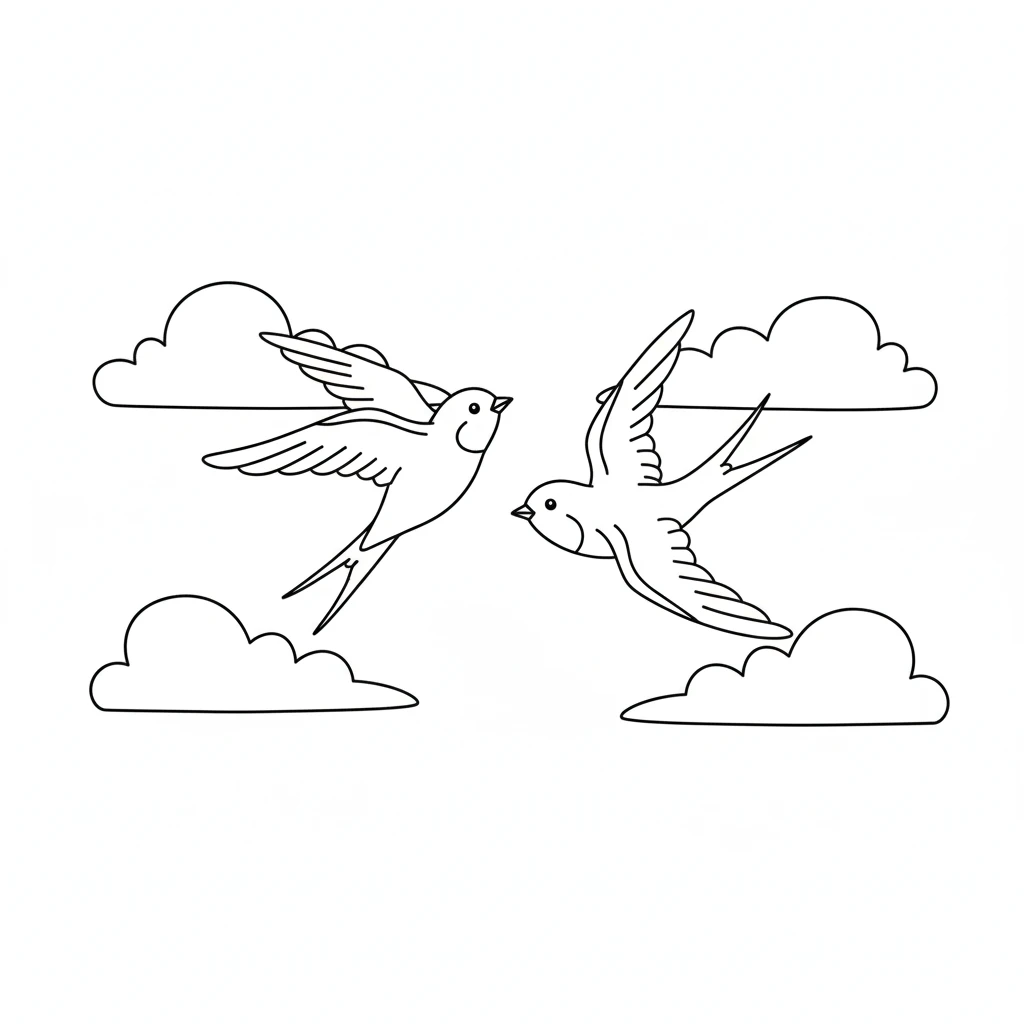 coloriage Hirondelle pour enfant de 2 ans