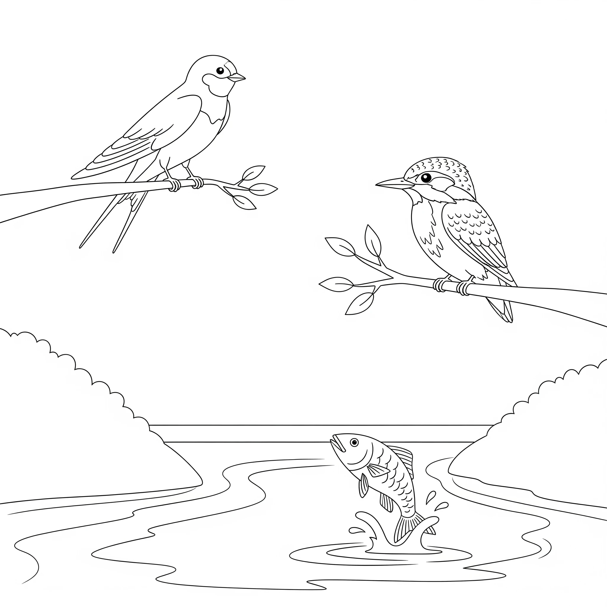coloriage Hirondelle a imprimer pour enfant de 4 ans