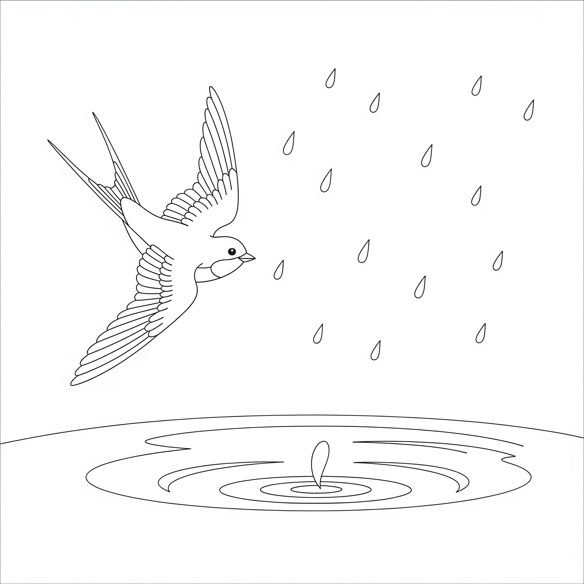 coloriage Hirondelle pour enfant de 2 ans