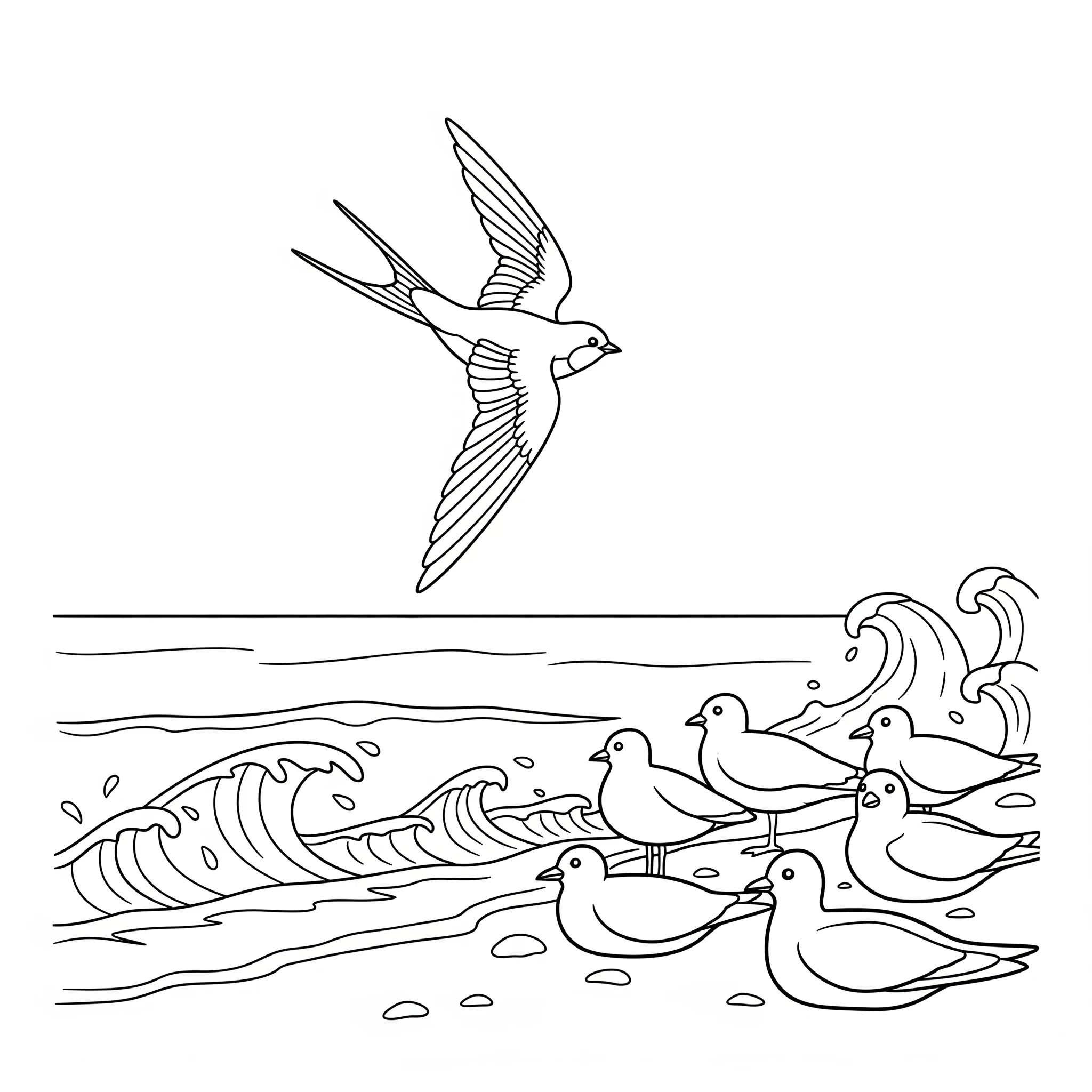 coloriage Hirondelle à imprimer pour enfant de 3 ans
