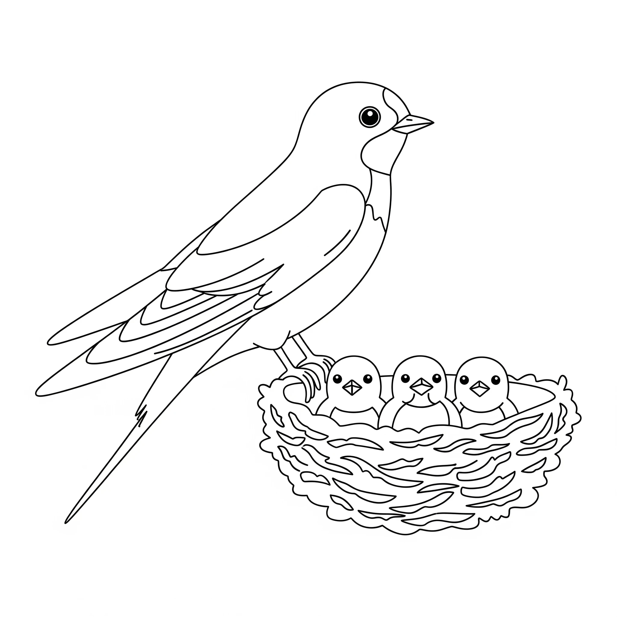 image pour coloriage Hirondelle enfant 1