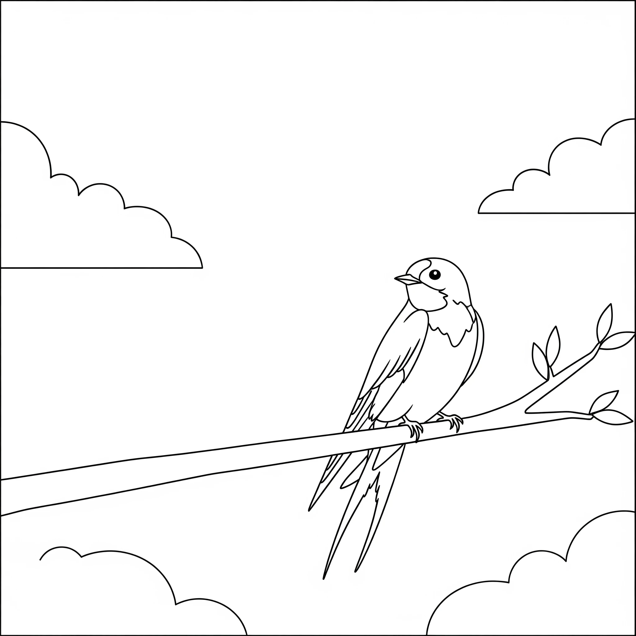 coloriage Hirondelle à imprimer pour enfant de 2 ans