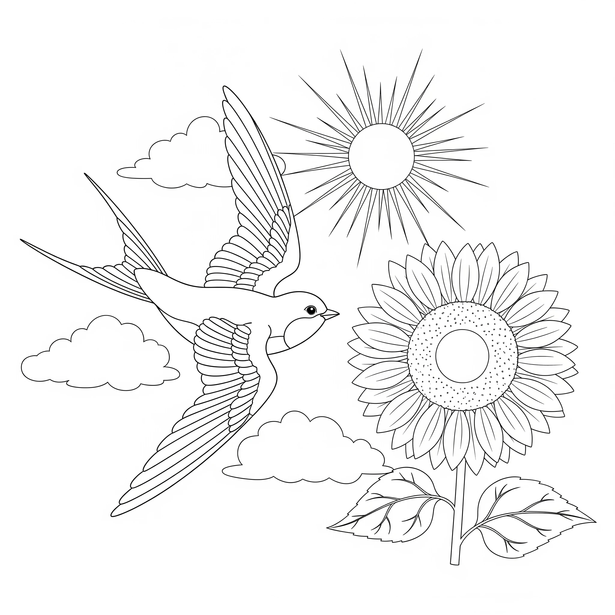 coloriage Hirondelle pour bebe a imprimer
